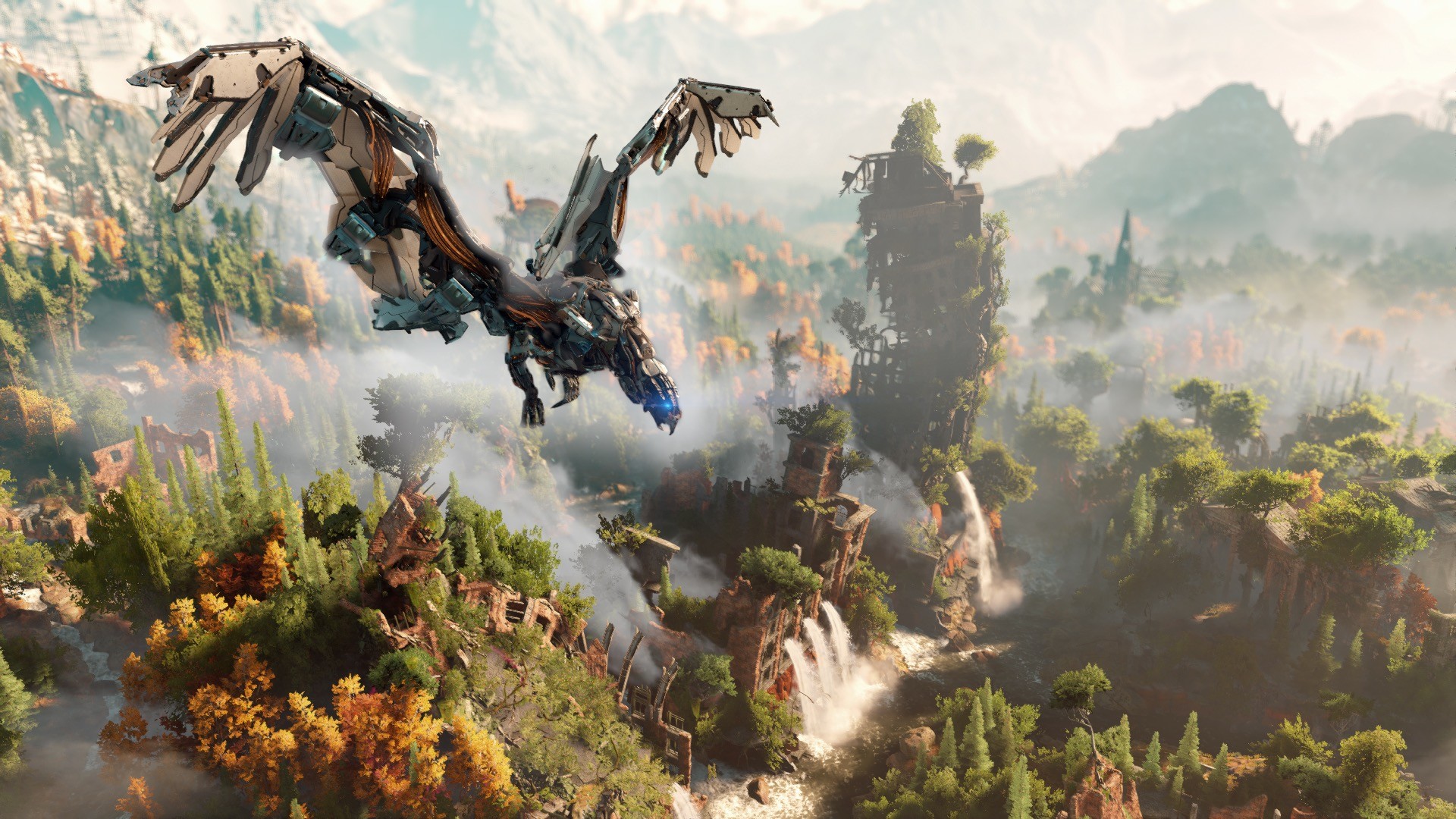Horizon Zero Dawn, Stormbird, Cascata, Paesaggio, Full HD, sfondo per portatile