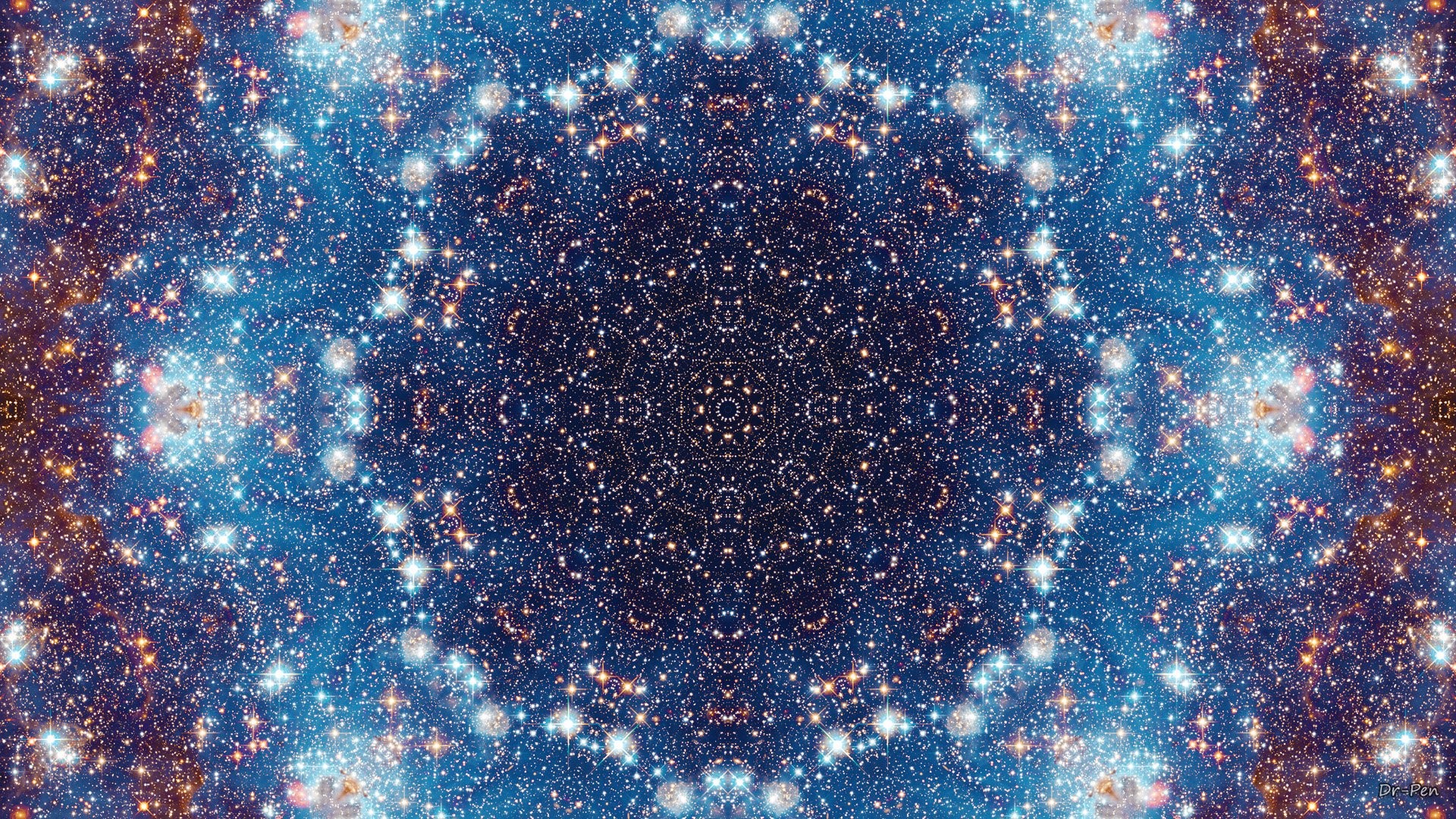 Caleidoscopio, Mandala, Spazio, Stelle, 16:9 Full HD, sfondo widescreen