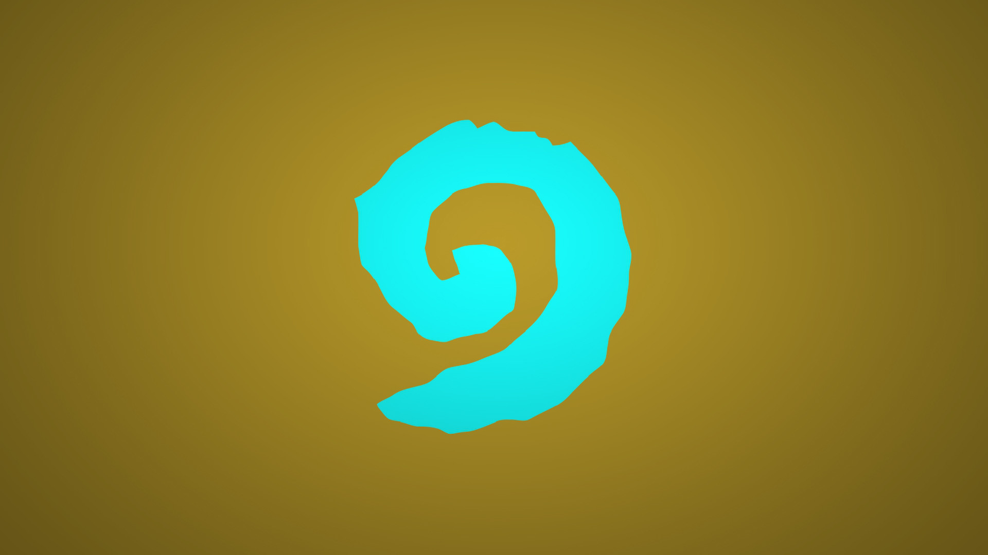 Logo Hearthstone, Hearthstone, Azzurro, Sfondo dorato, Minimalista, wallpaper per portatile