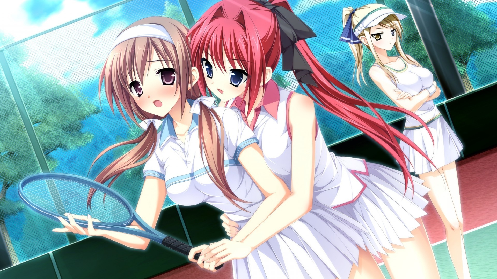 Ragazze anime, Tennis, Racchetta, Divisa sportiva, Visual novel, sfondo desktop 1920x1080