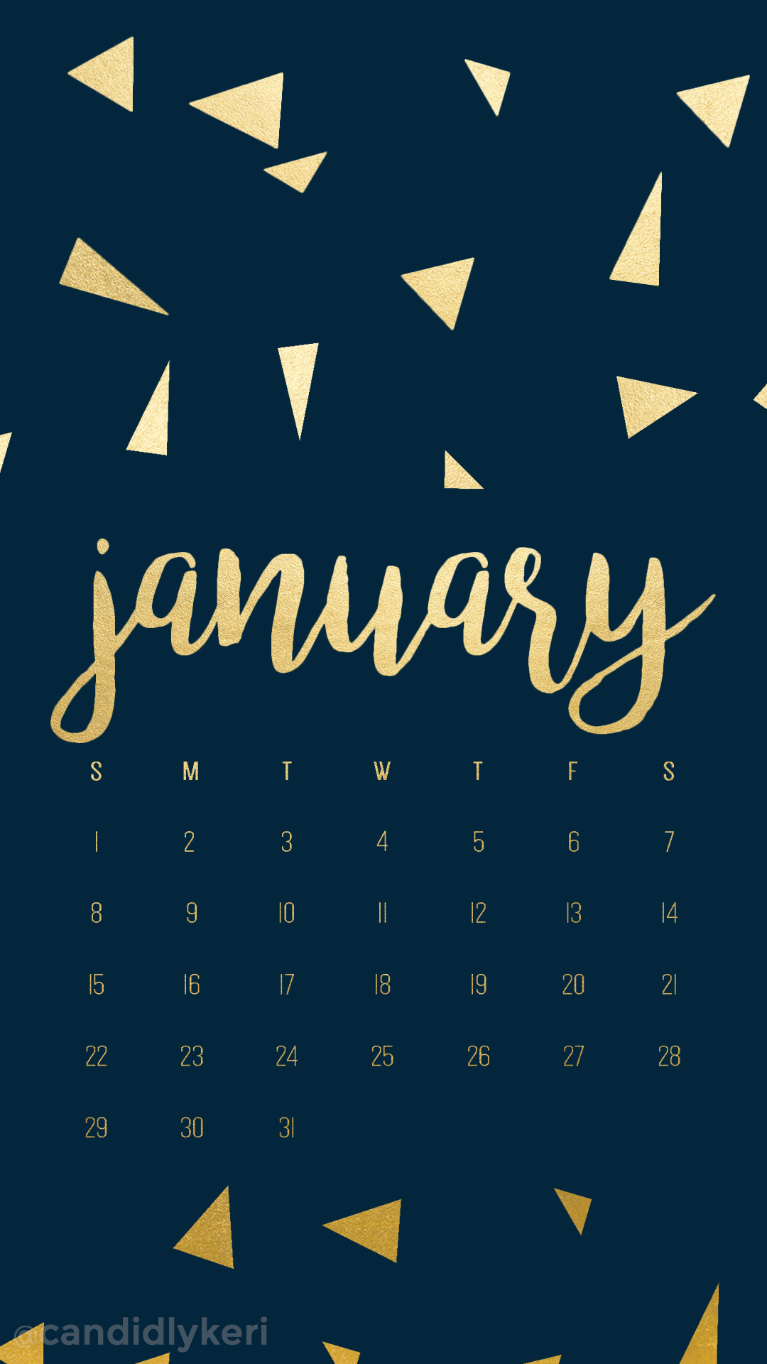 Calendario, Gennaio, Coriandoli dorati, Blu scuro, sfondo per iPhone
