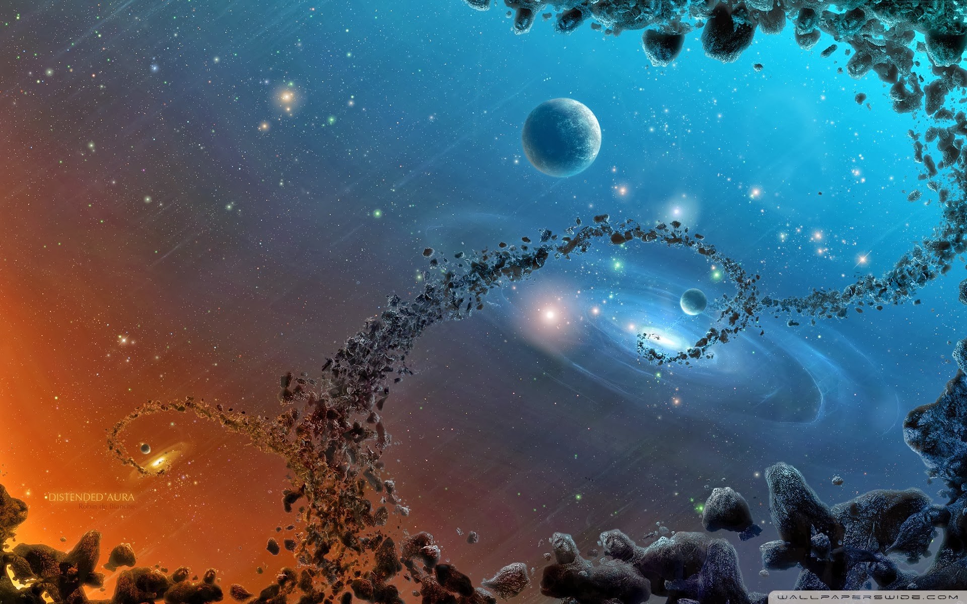 Spazio, Galassia, Pianeti, Asteroidi, Arte digitale, 16:10 Full HD, wallpaper widescreen