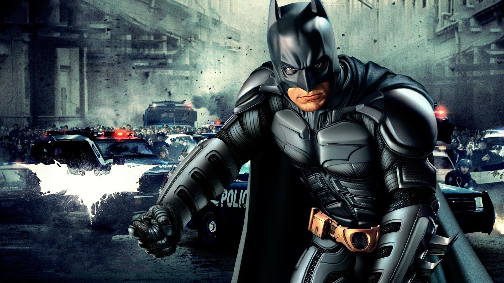 Batman, Il cavaliere oscuro - Il ritorno, Auto della polizia, Arte 3D, sfondo Windows 11