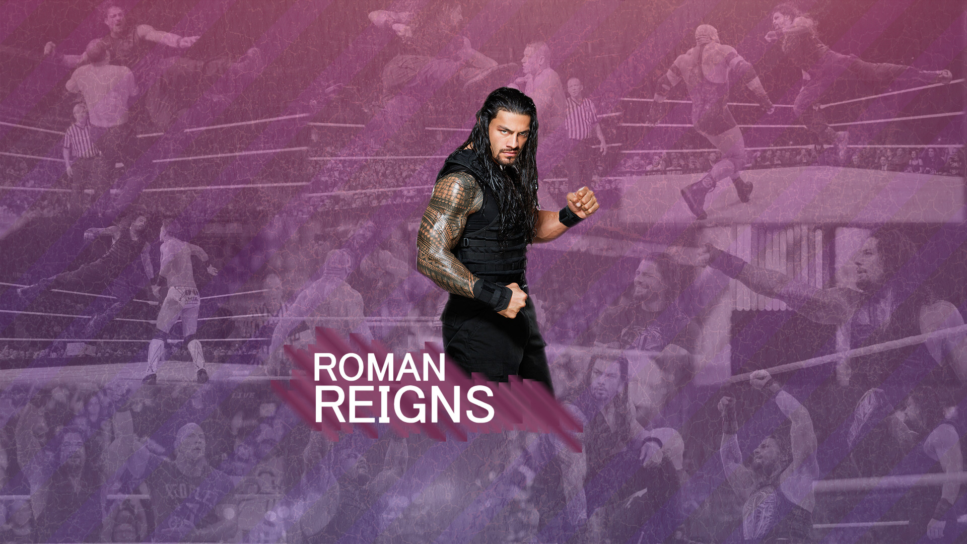 Roman Reigns, WWE, Ring, Viola, Full HD, sfondo Windows 11