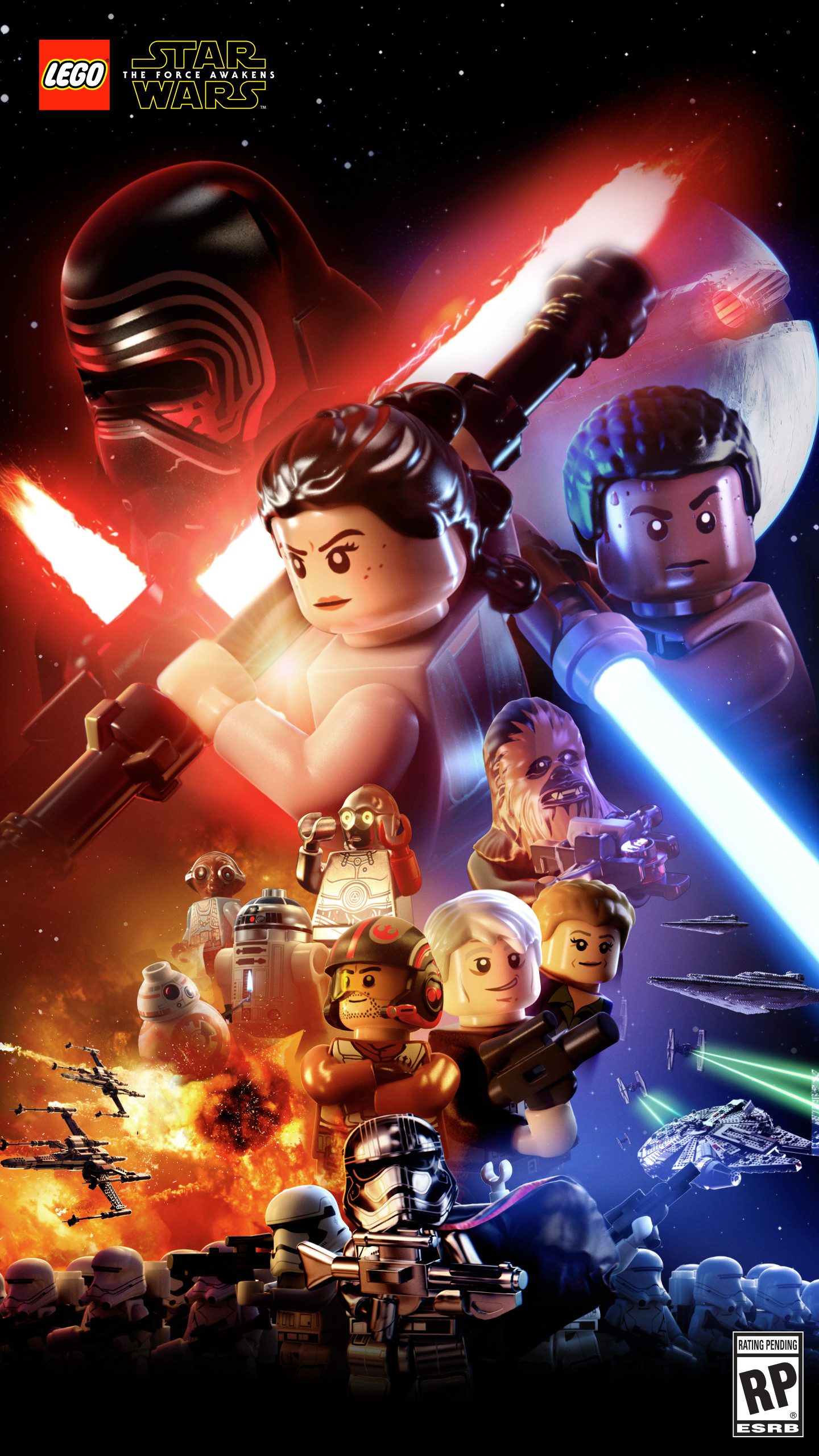 LEGO Star Wars: Il risveglio della Forza, Rey, Kylo Ren, Videogioco, Spade laser, sfondo per smartphone