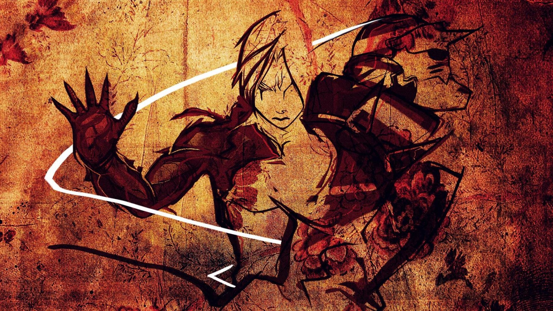 Edward Elric, Fullmetal Alchemist: Brotherhood, Line art, Seppia, sfondo widescreen Full HD