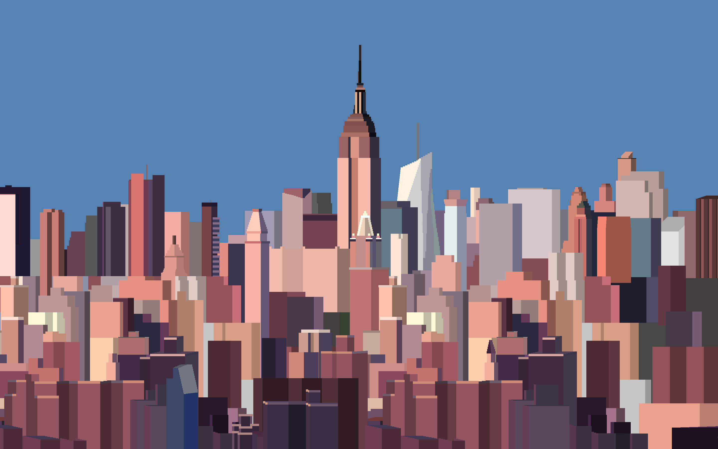 New York, Empire State Building, Skyline, Grattacieli, Pixel art, sfondo MacBook Air
