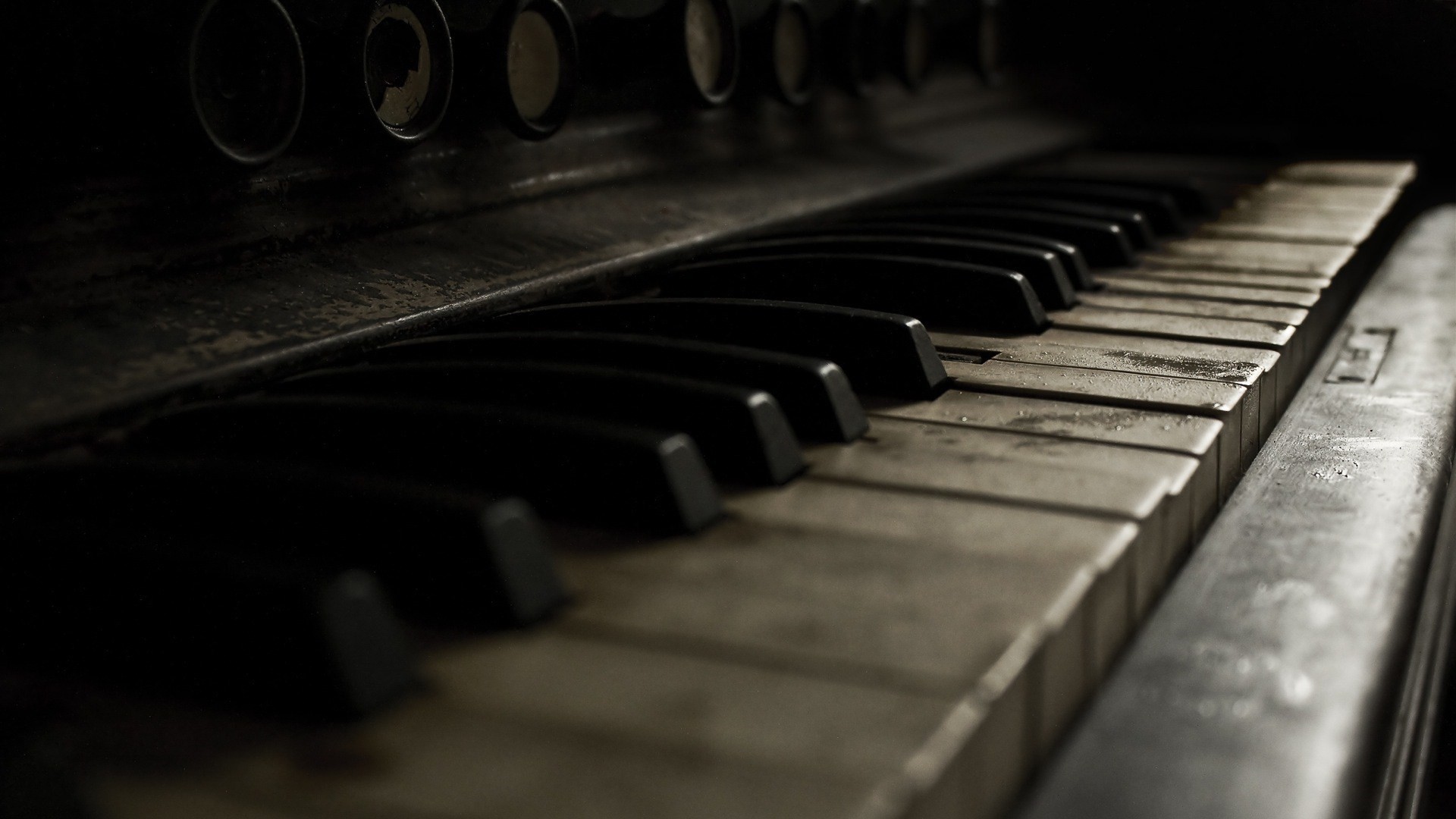 Pianoforte, Tasti, Toni scuri, Full HD, sfondo Windows 11
