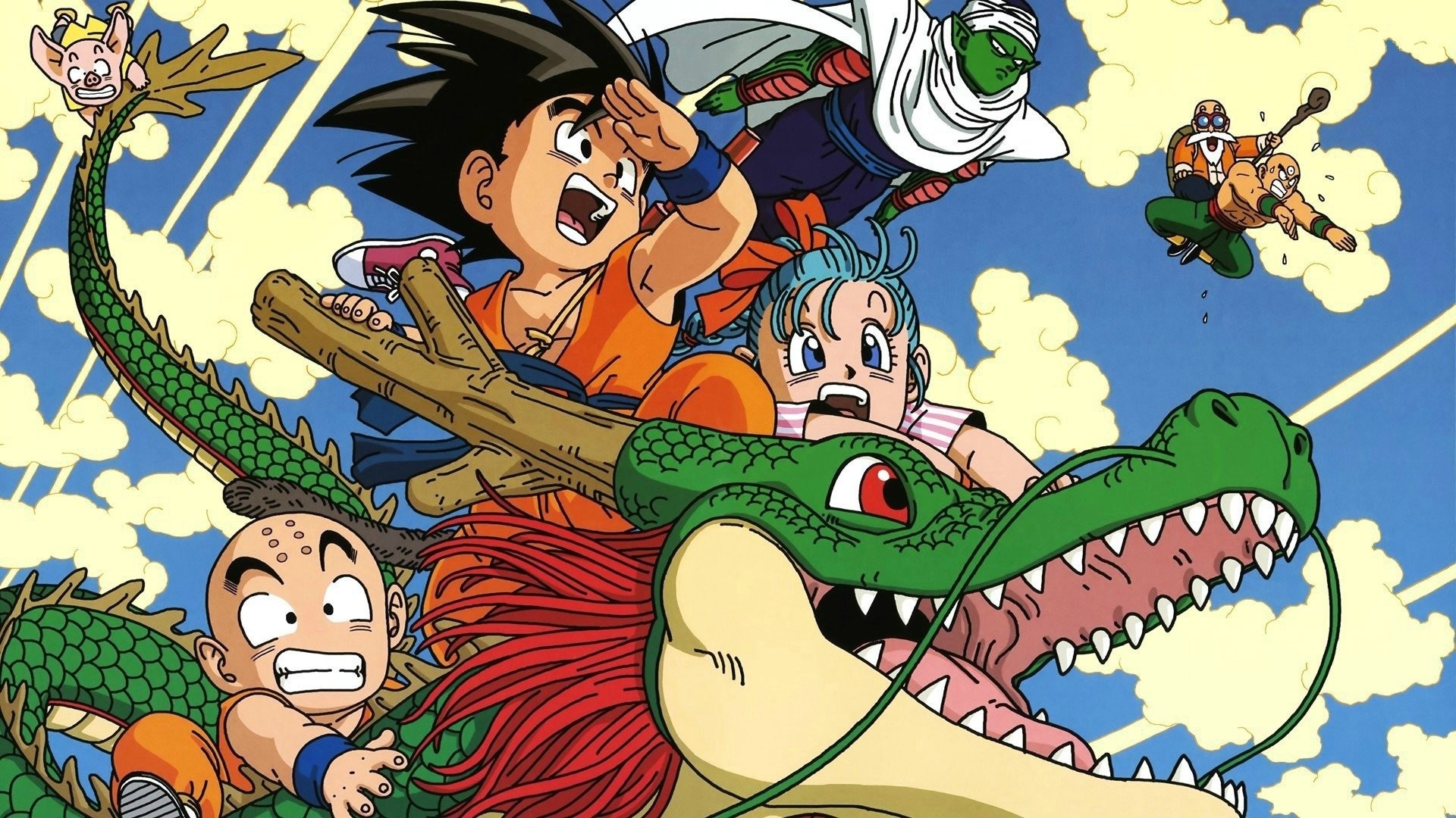 Goku, Bulma, Crilin, Piccolo, Dragon Ball, 16:9 Full HD, sfondo widescreen
