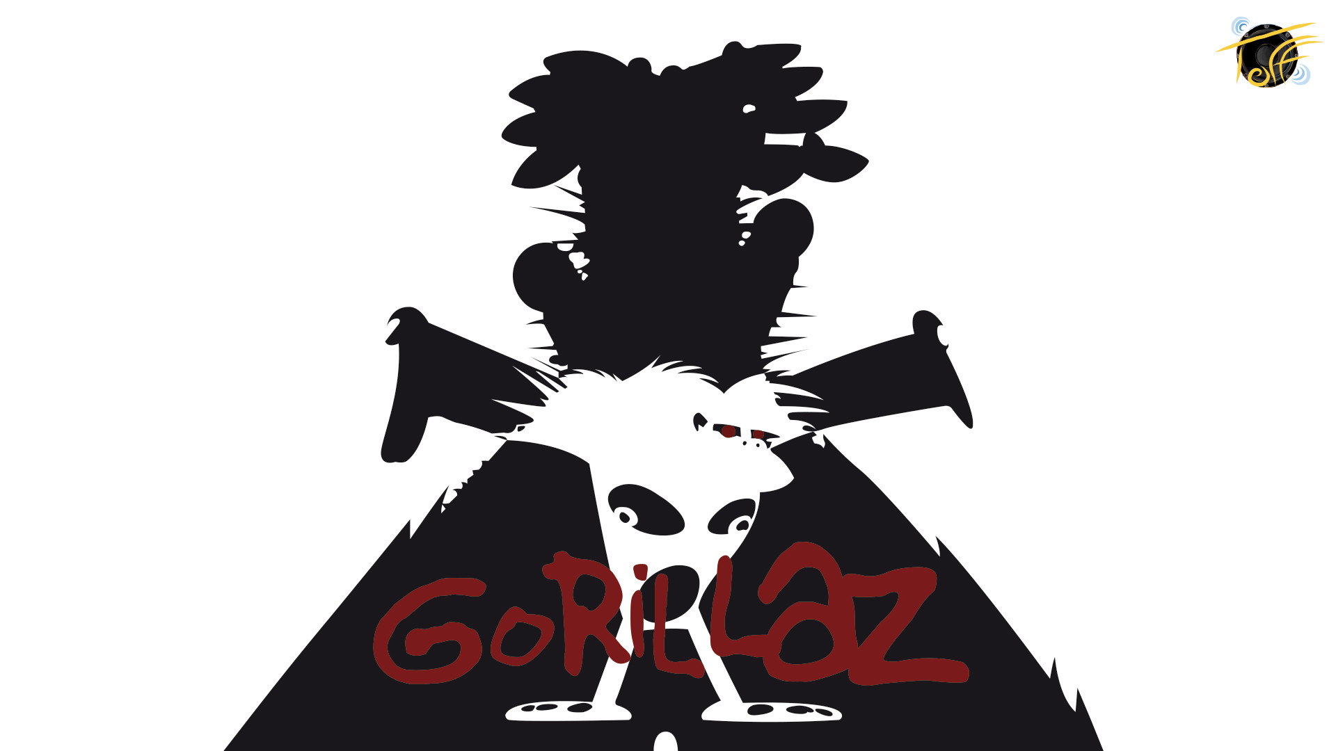 Gorillaz, Logo, Silhouette, Bianco e nero, 1920x1080, immagine di sfondo