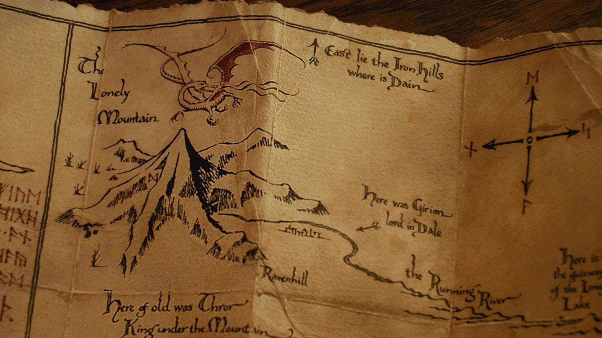 Mappa di Thror, Montagna Solitaria, Lo Hobbit, Pergamena, Full HD, wallpaper desktop