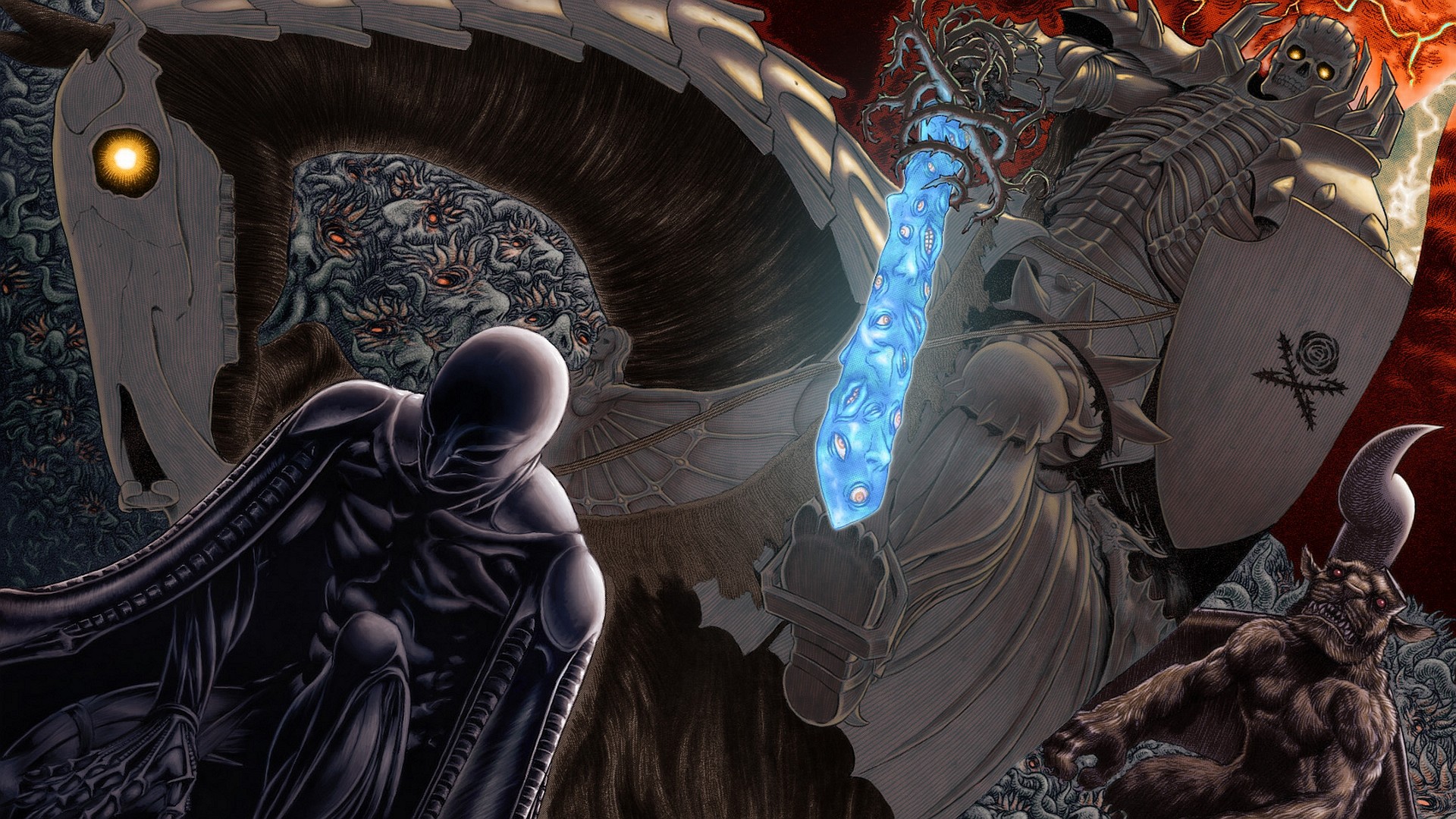 Gatsu, Armatura del Berserker, Berserk, Fan art, Fantasy oscuro, sfondo desktop 1080p