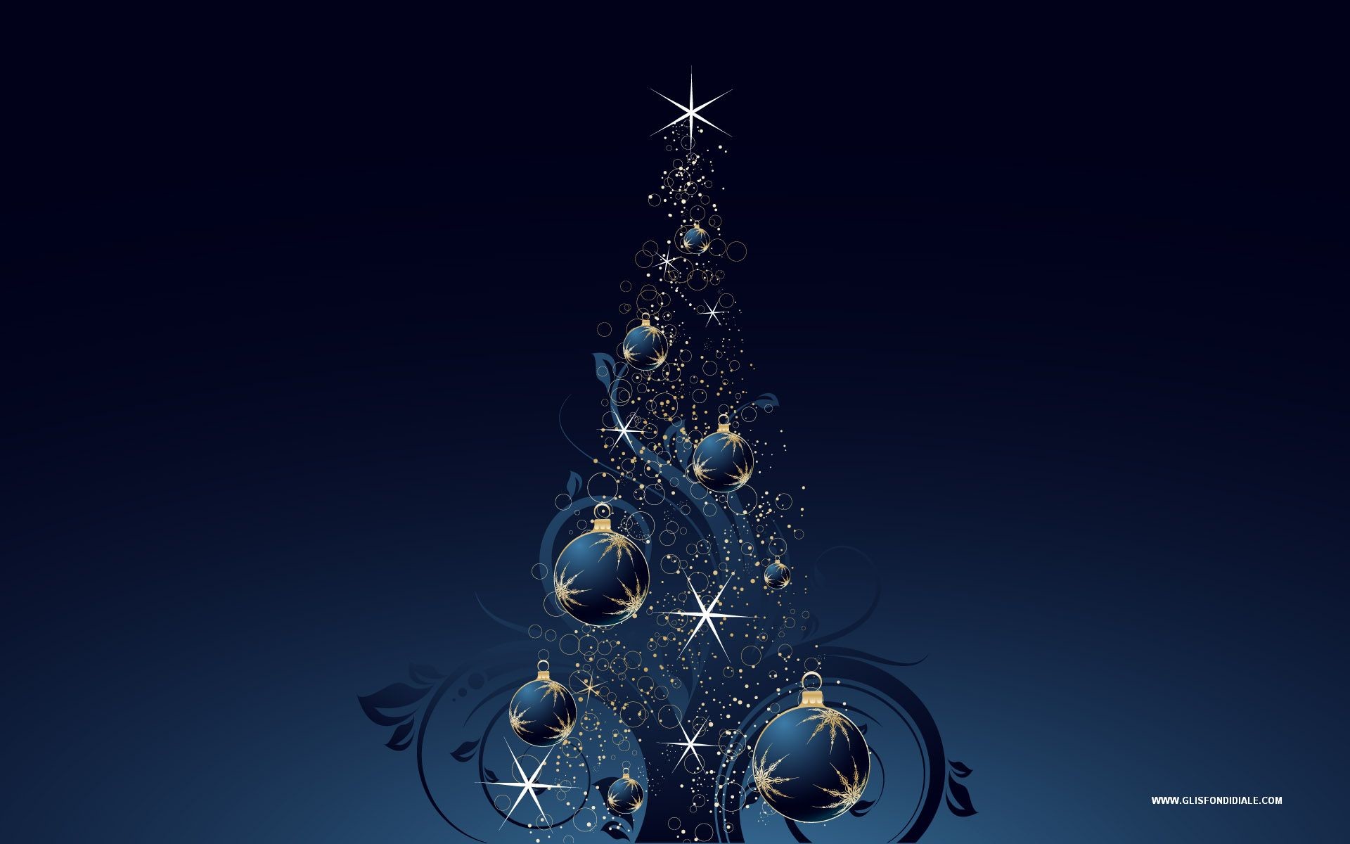 Albero di Natale stilizzato, Palline blu, Blu notte, 16:10 Full HD, sfondo widescreen