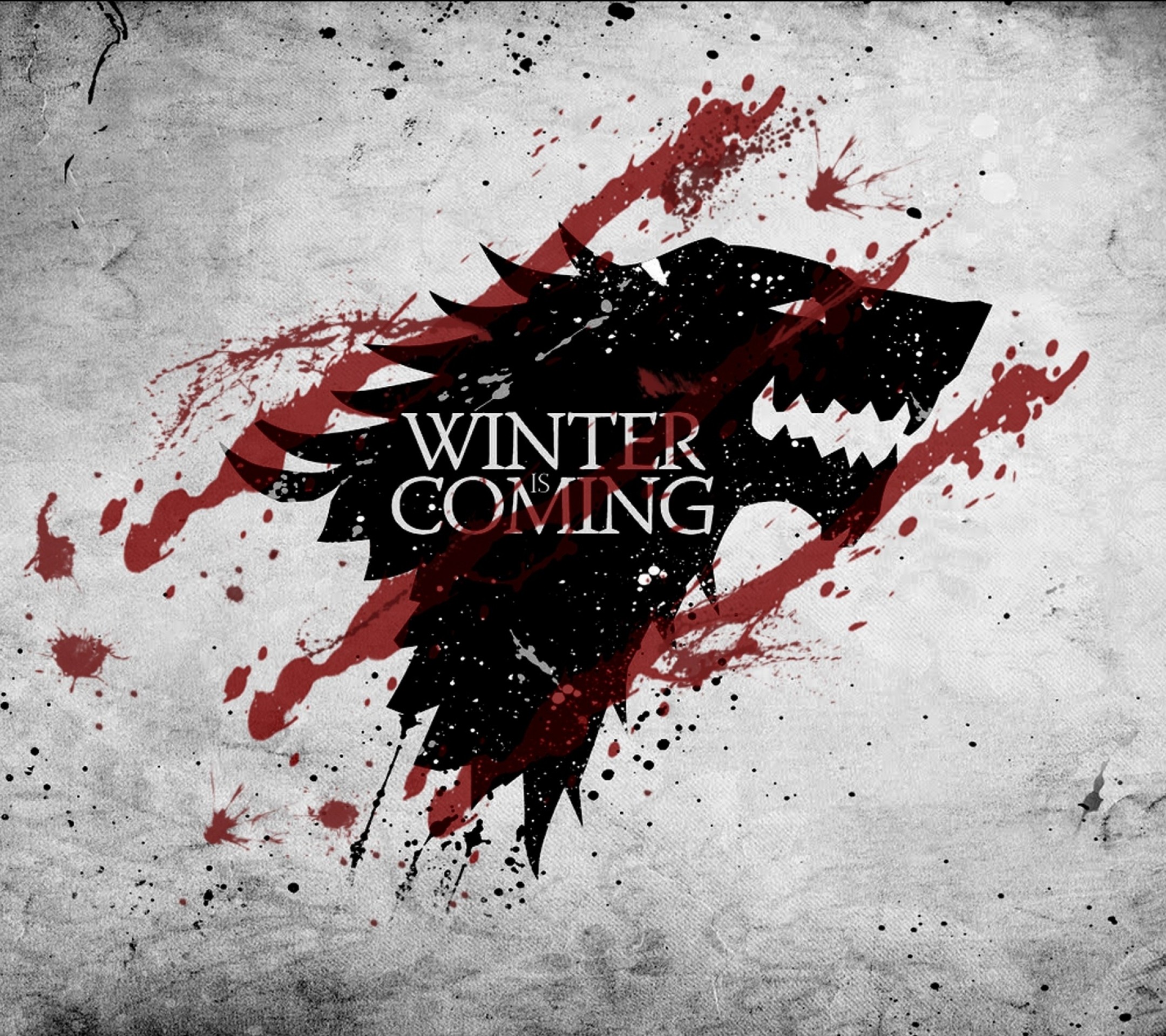 Casa Stark, Winter Is Coming, Meta-lupo, Schizzi rossi, Full HD, sfondo per iPad e tablet
