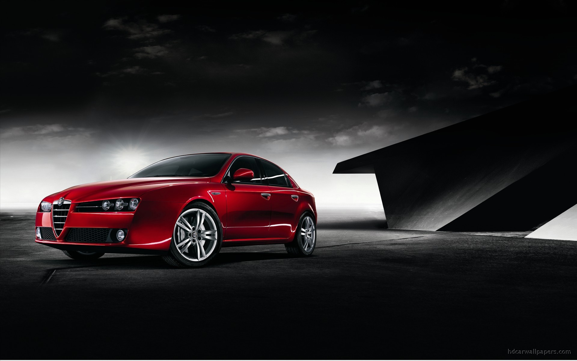 Alfa Romeo 159, Rosso, Sfondo scuro, 1920x1200, wallpaper desktop