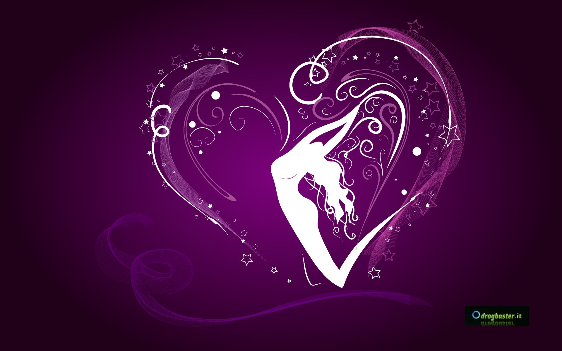 Cuore, Silhouette femminile, Viola, Decorazioni, 1920x1200, immagine di sfondo