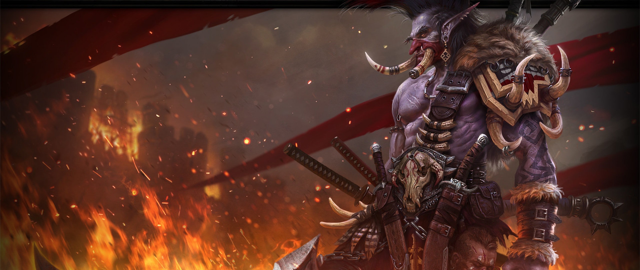 Vol'jin, World of Warcraft, Troll, Fuoco, 21:9 Full HD, sfondo widescreen