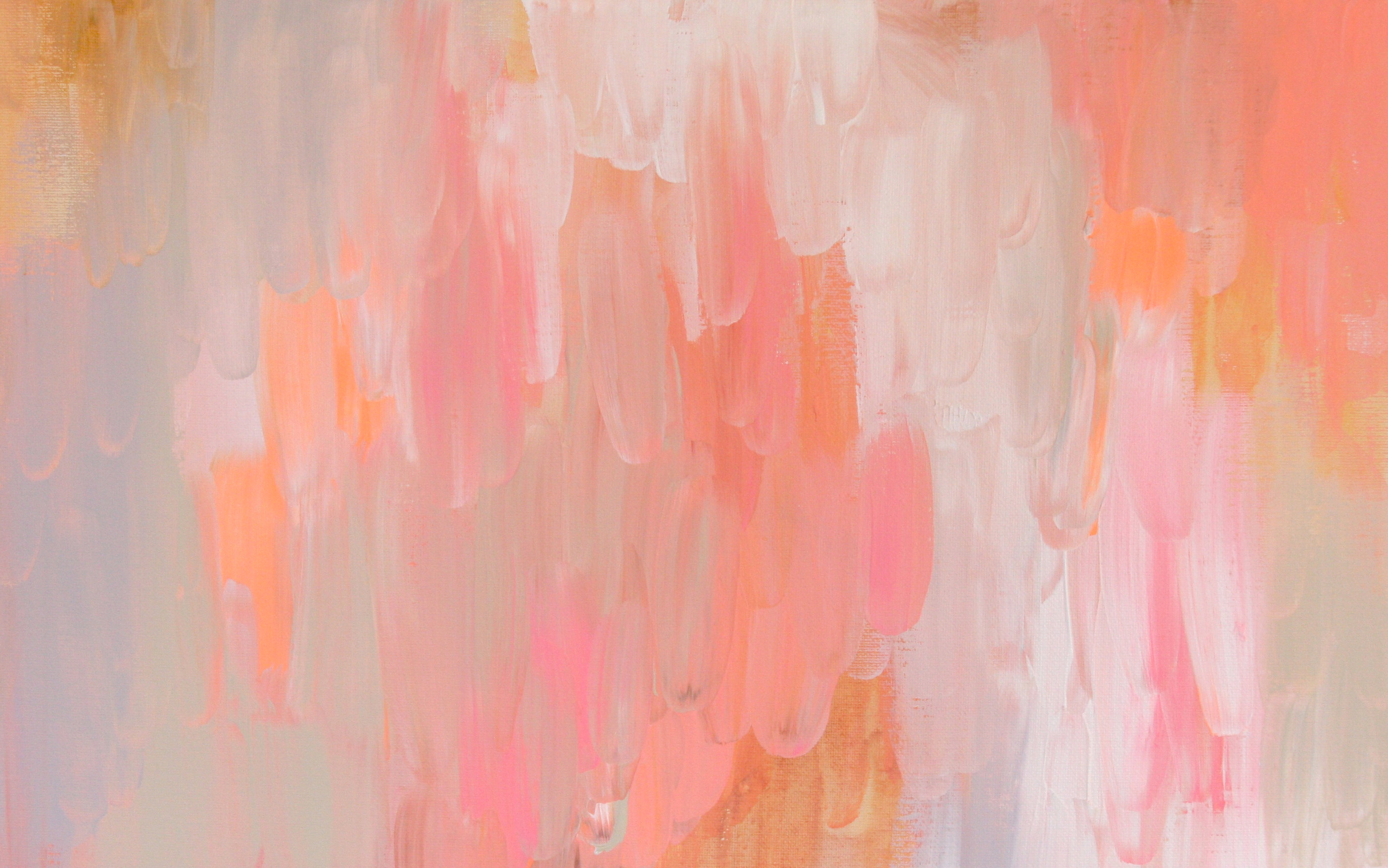 Pennellate, Pittura astratta, Rosa pesca, sfondo 2K per desktop