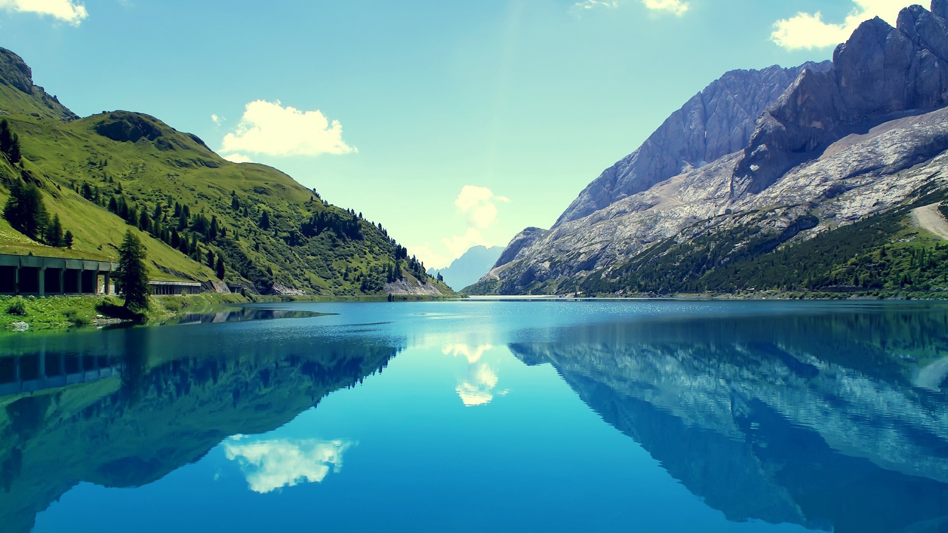 Lago di Fedaia, Marmolada, Dolomiti, Riflesso, 1920x1080, sfondo per PC