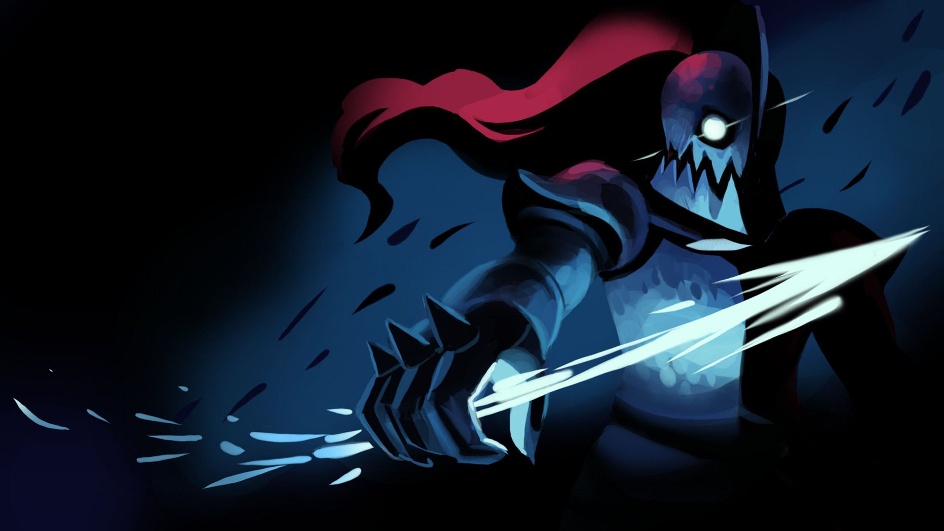Undyne the Undying, Undyne, Undertale, Lancia, Fan art, Full HD 1080p, sfondo desktop