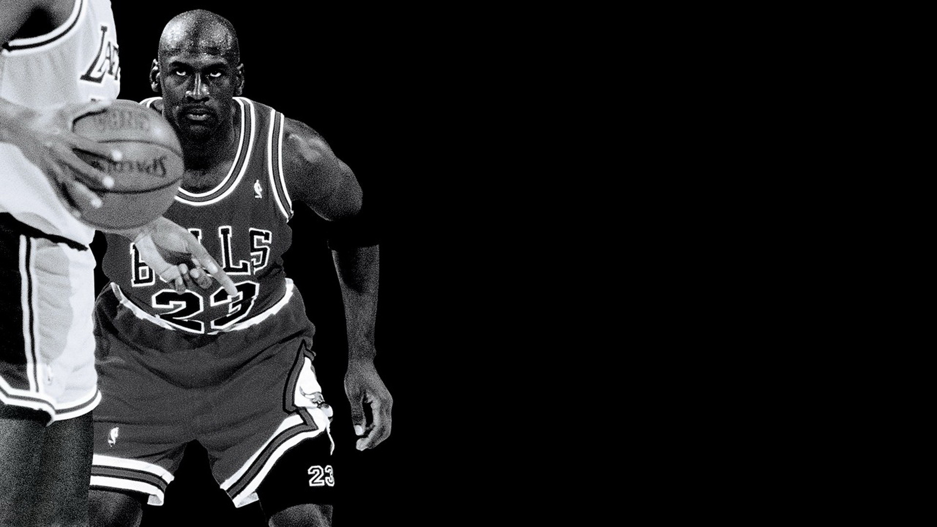 Michael Jordan, Chicago Bulls, Bianco e nero, Sfondo nero, Full HD, wallpaper per computer