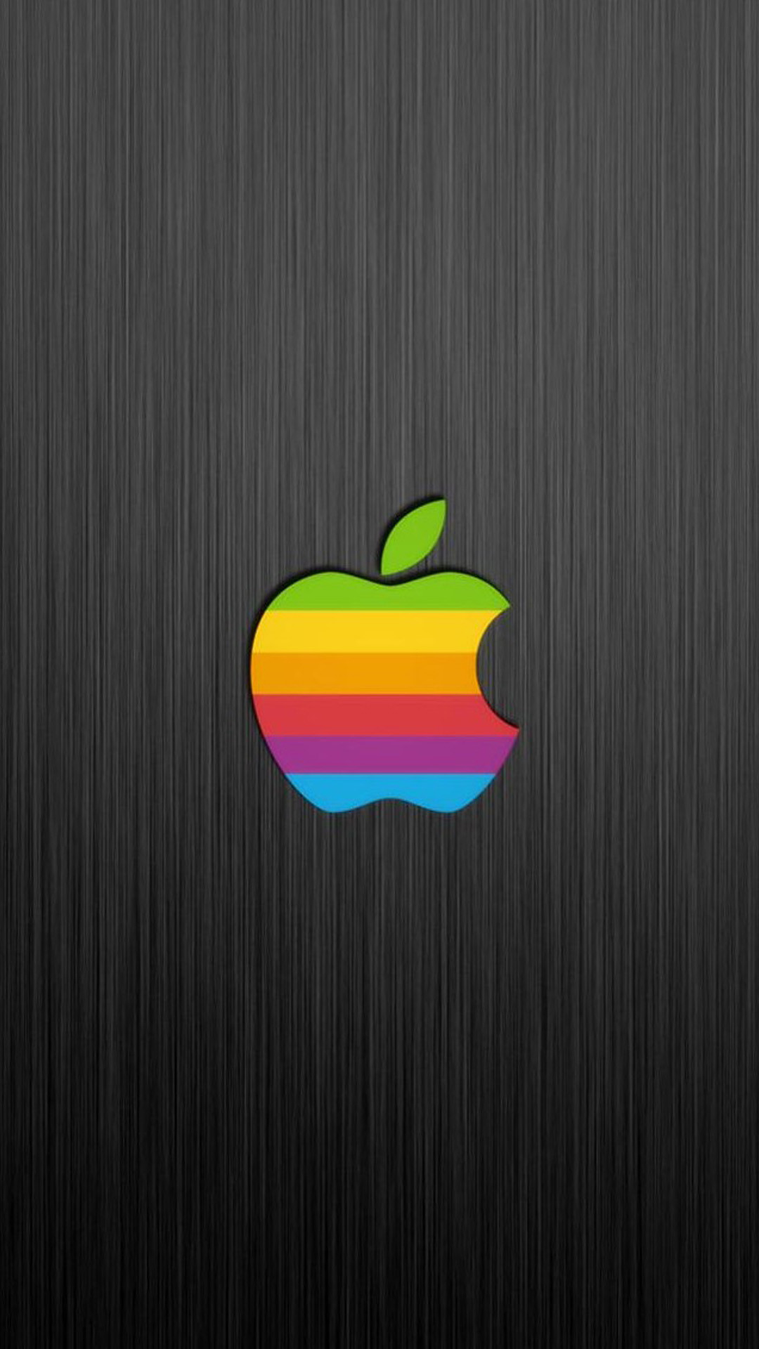 Logo Apple arcobaleno, Metallo spazzolato, Retrò, Full HD, sfondo per iPhone e Android