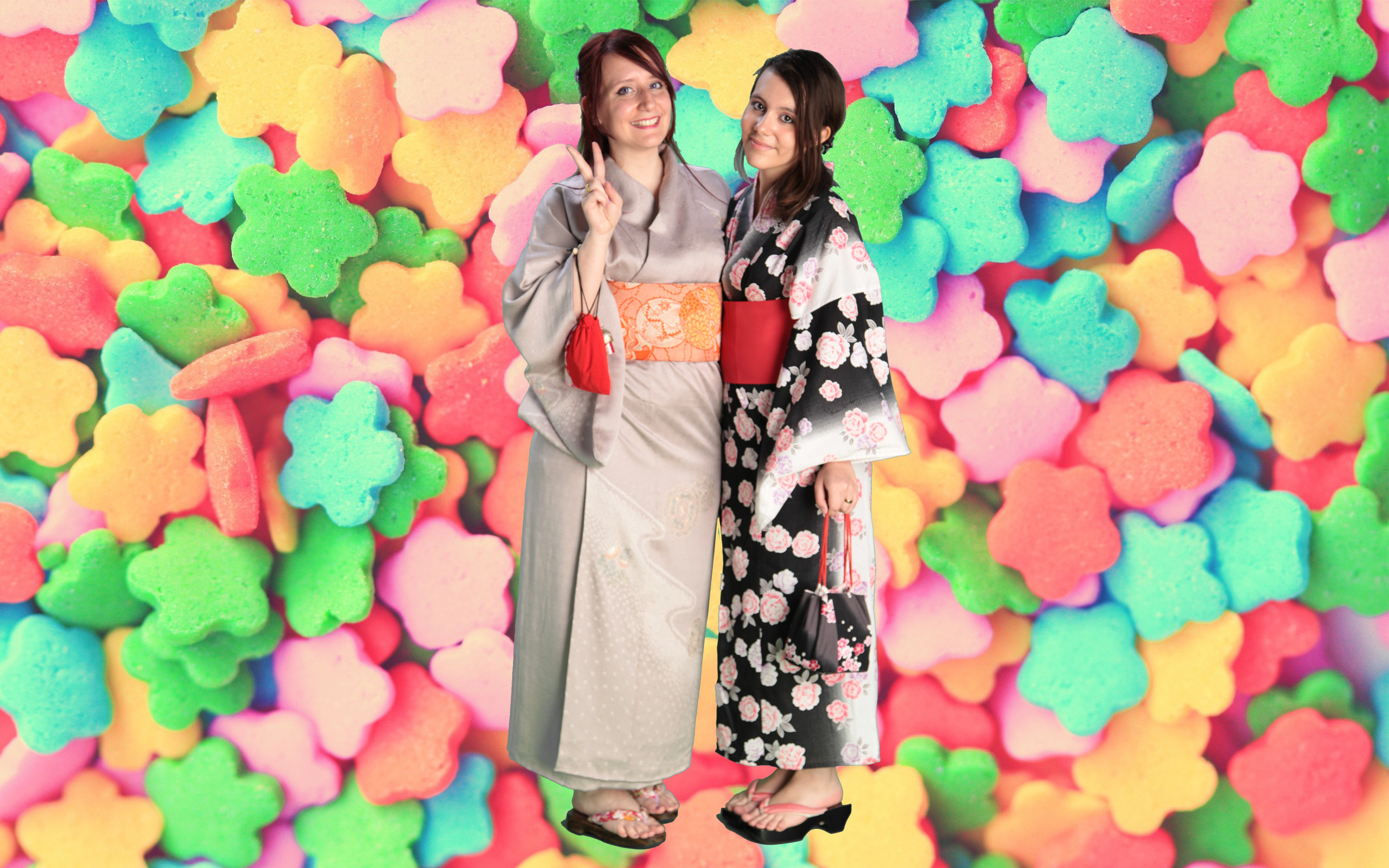 Kimono, Yukata, Caramelle colorate, Ragazze, Pastello, 2560x1600, immagine di sfondo