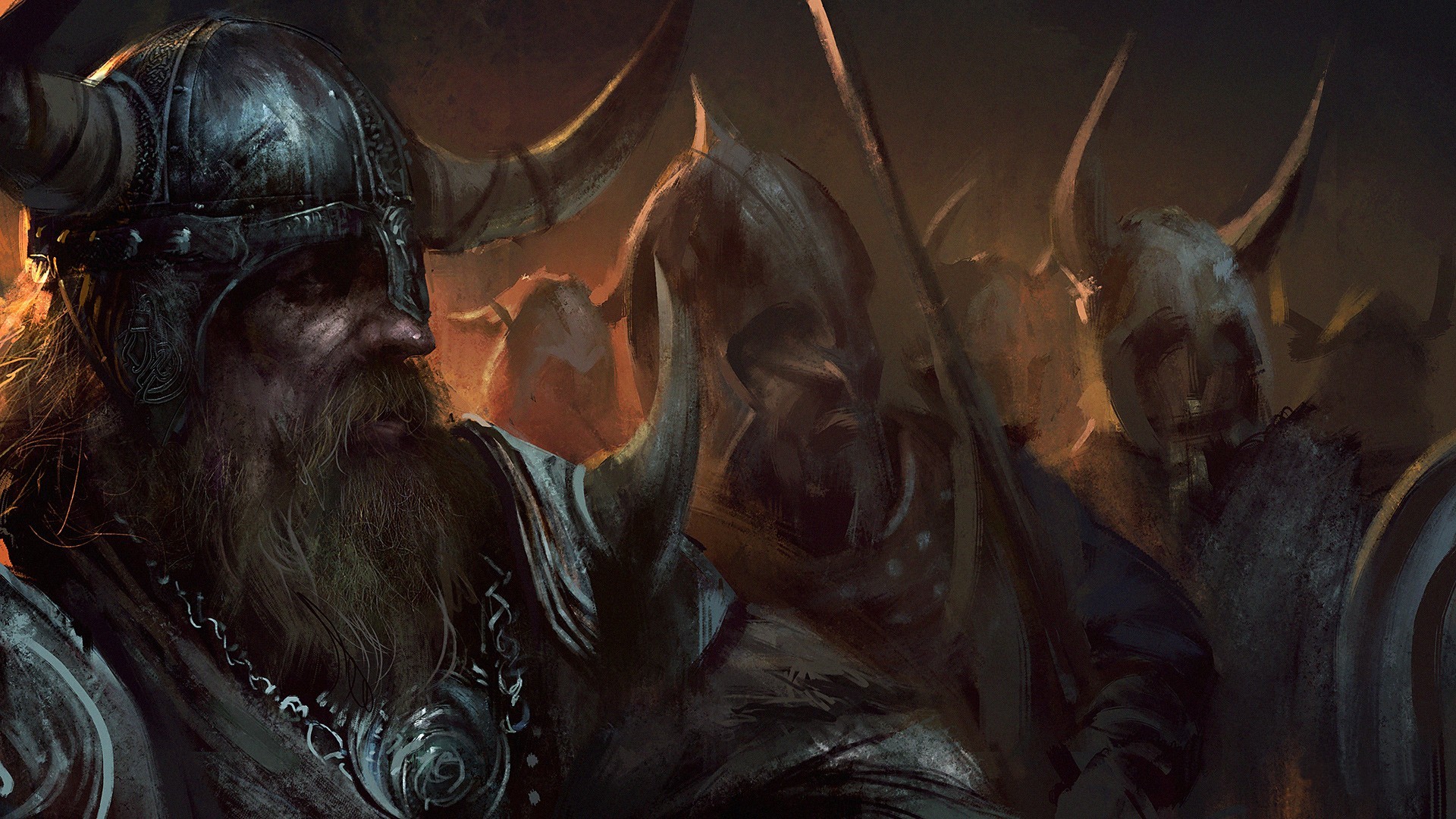 Vichinghi, Guerrieri, Elmi cornuti, Fantasy, Full HD, sfondo desktop