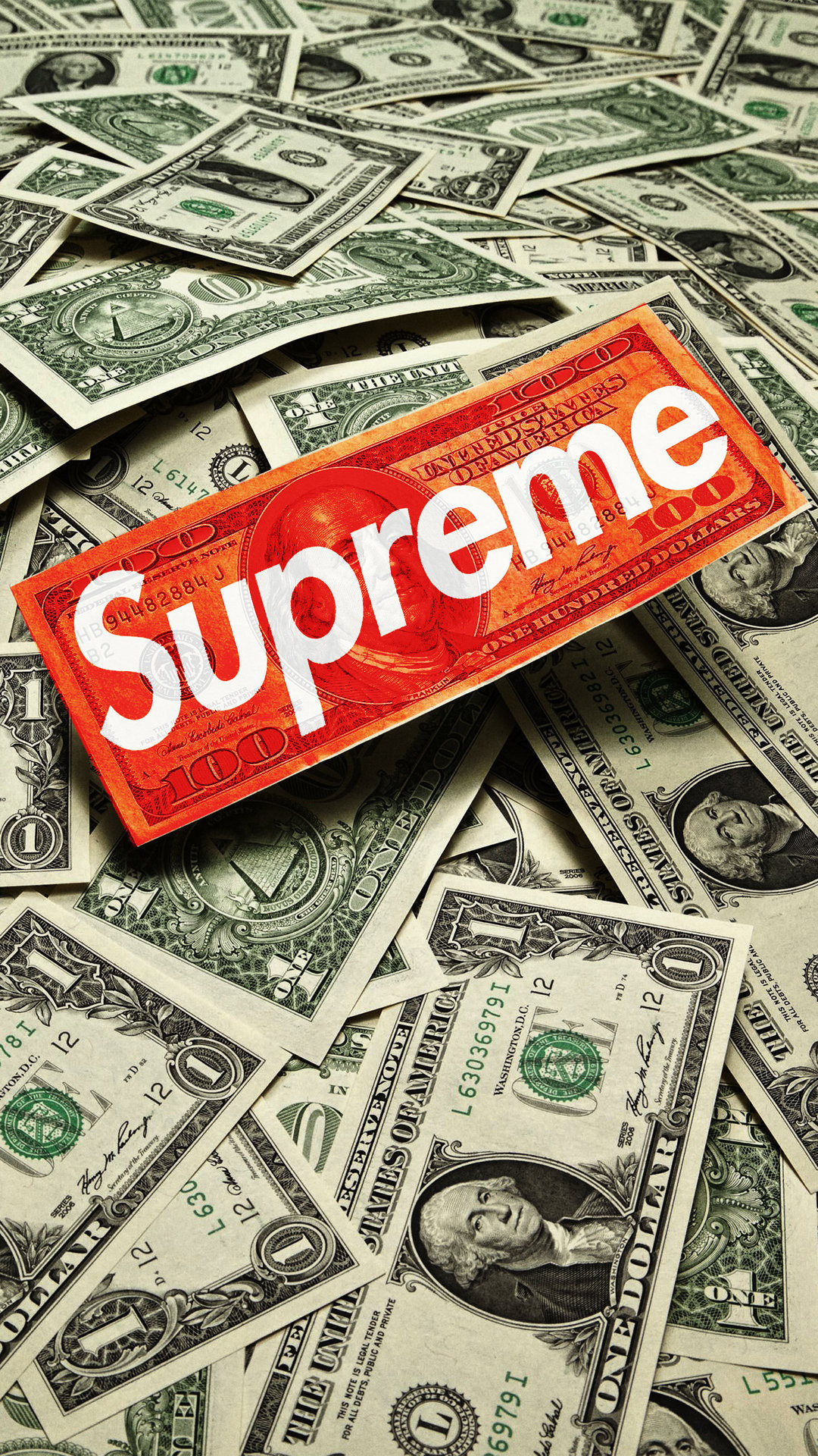 Logo Supreme, Dollari, Banconote, Full HD, wallpaper per smartphone