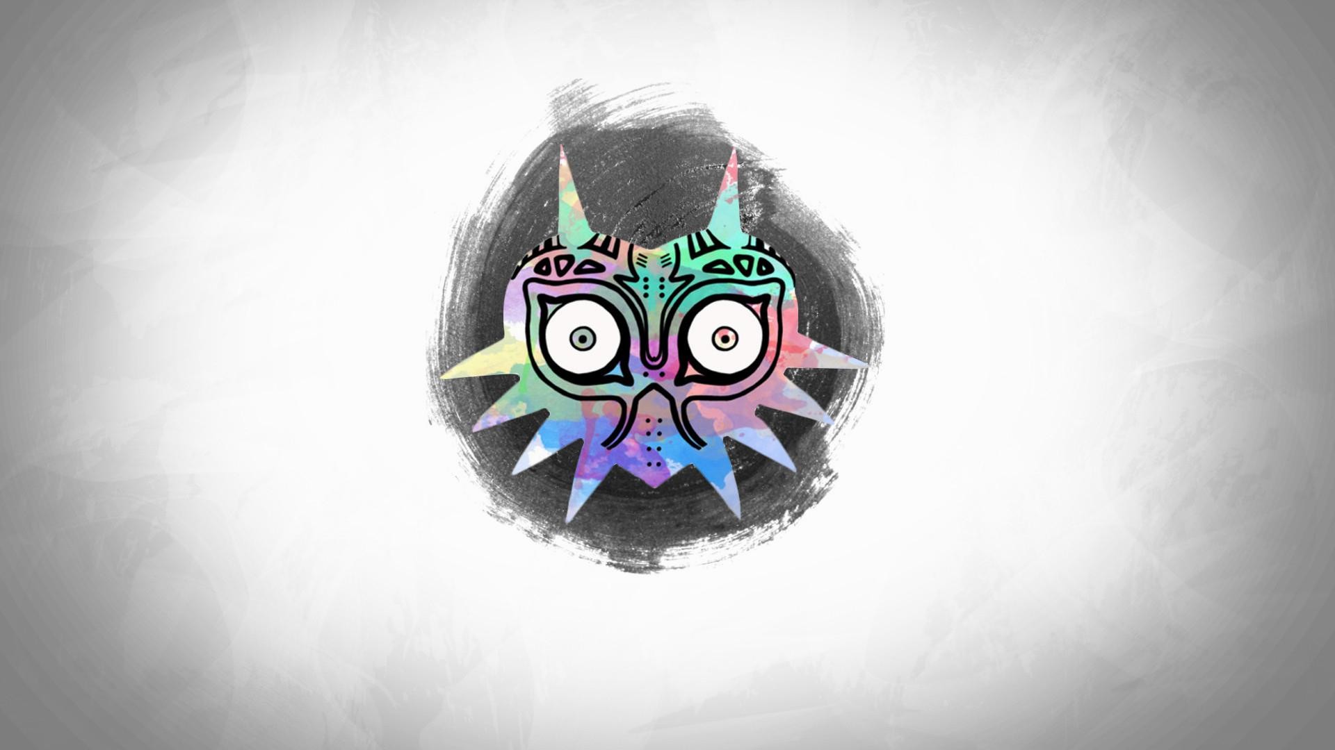Maschera di Majora, The Legend of Zelda, Olografico, Sfondo bianco, wallpaper 1920x1080