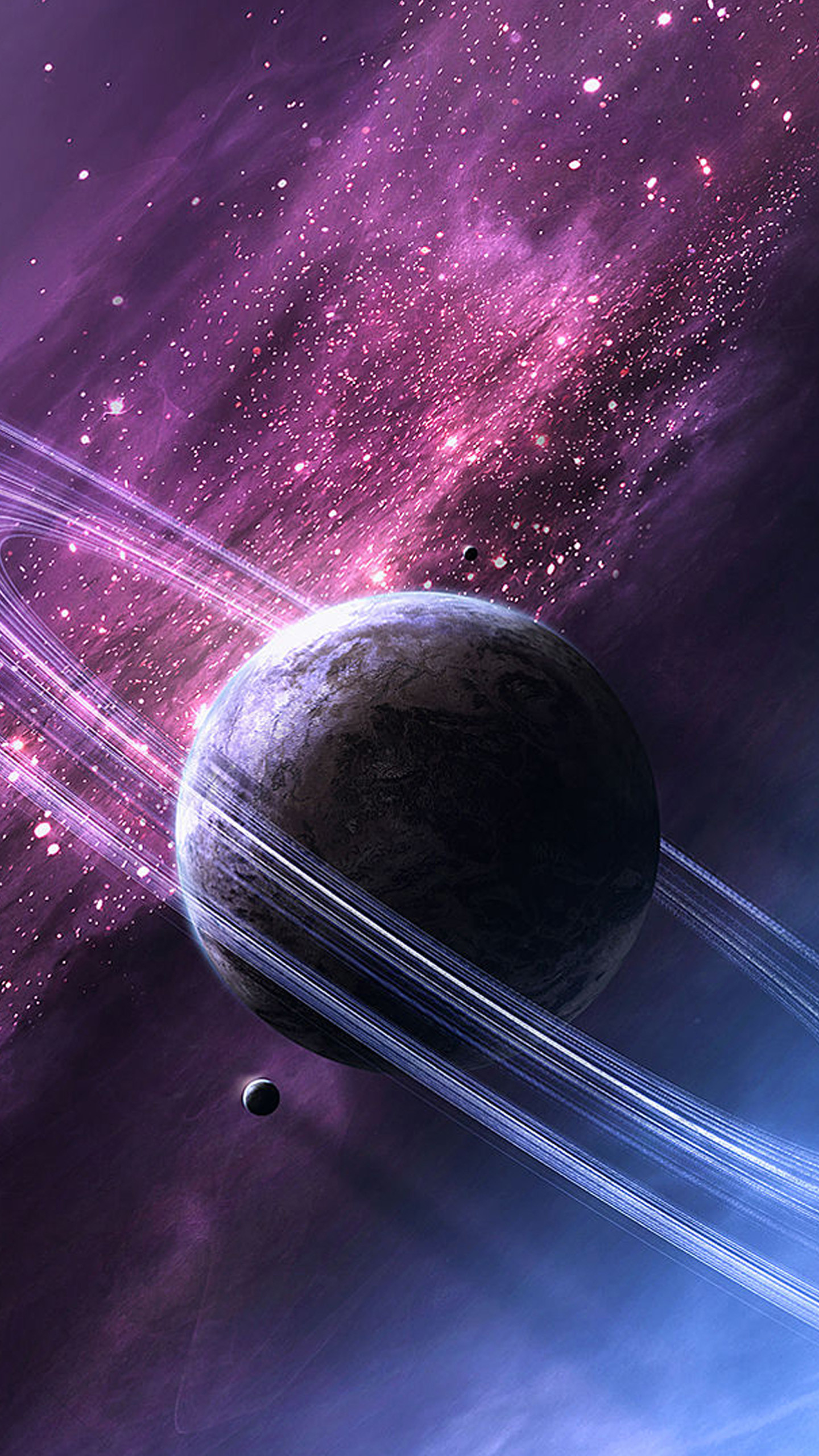 Pianeta con anelli, Spazio, Viola, Galassia, schermata di blocco Galaxy S6