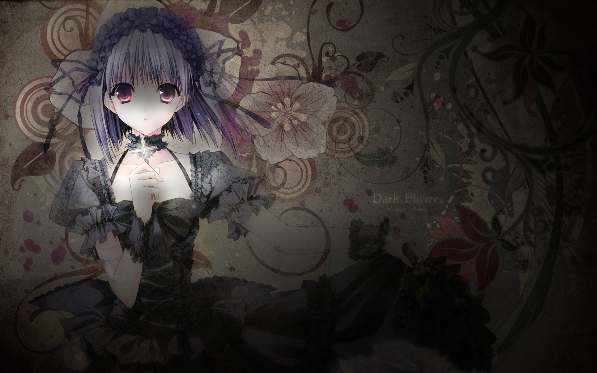 Lolita gotica, Ragazza anime, Pizzo, Toni scuri, 1920x1200, immagine di sfondo