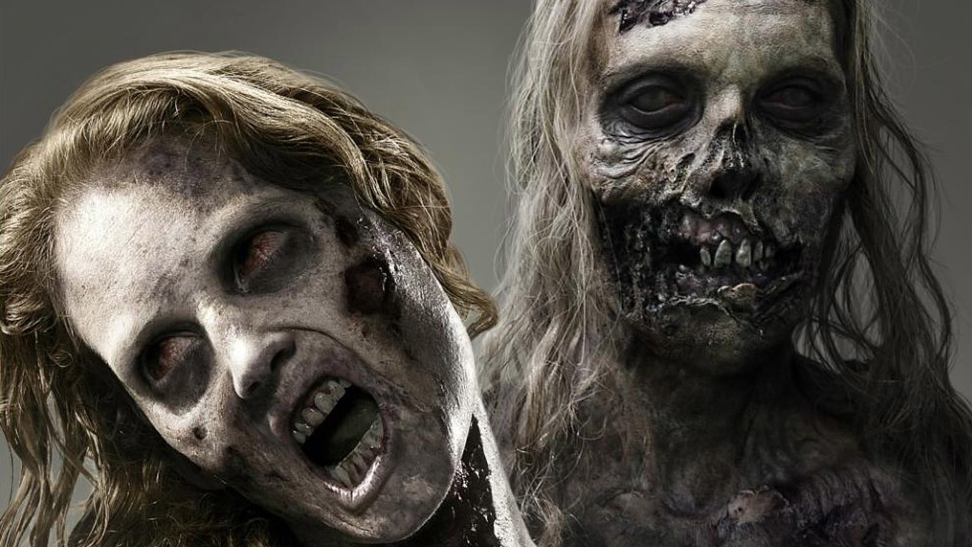The Walking Dead, Zombie, Walker, Trucco horror, Primo piano, 1920x1080, sfondo per PC
