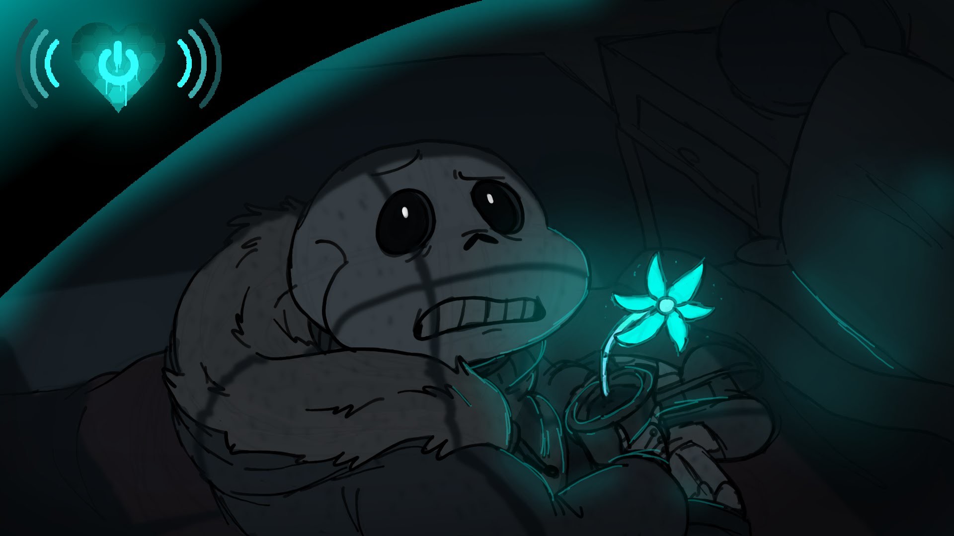 Sans, Undertale, Fiore eco, Buio, Fan art, 1920x1080, immagine di sfondo