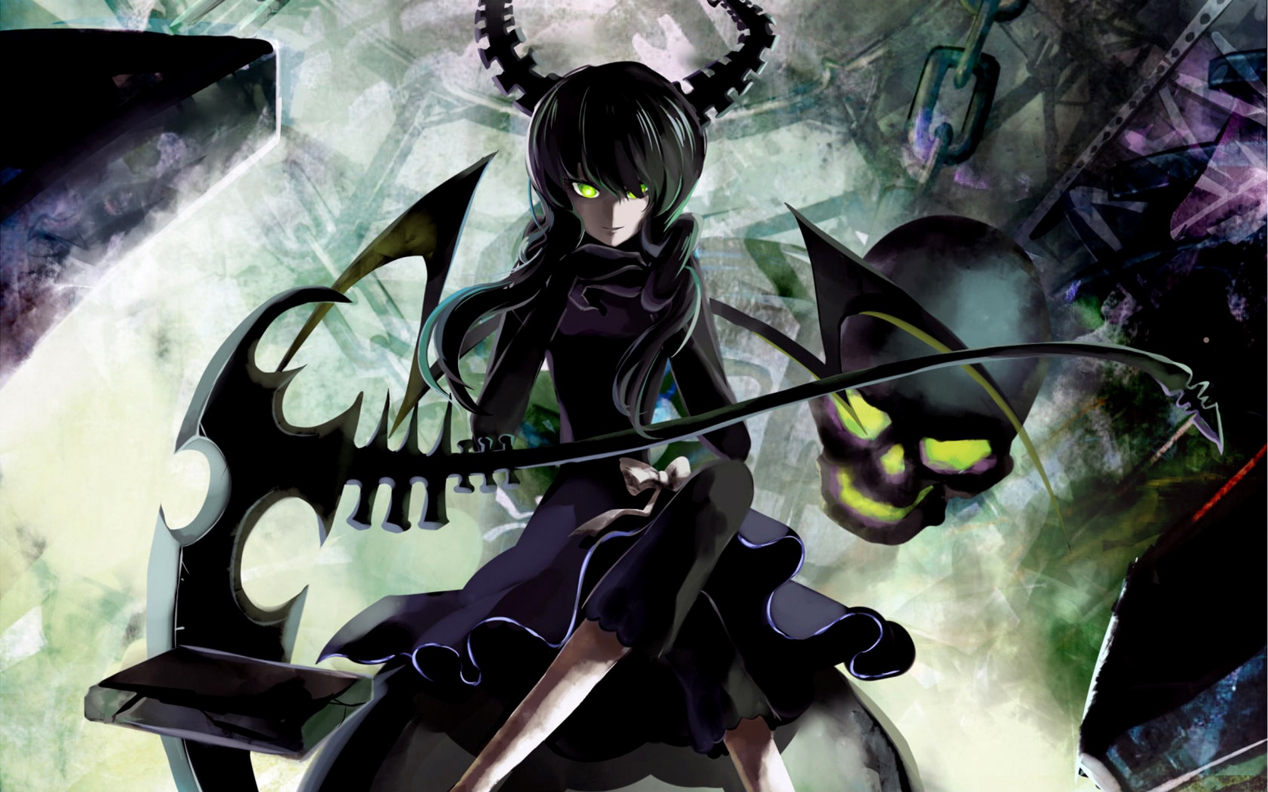 Dead Master, Black Rock Shooter, Teschi, Falce, 2560x1600, sfondo per PC