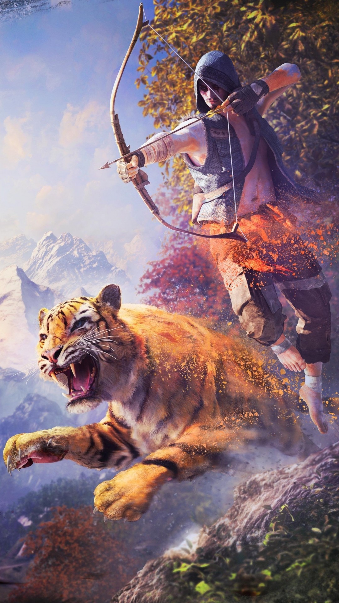 Far Cry 4, Arciere, Tigre, Himalaya, Full HD, sfondo verticale per cellulare