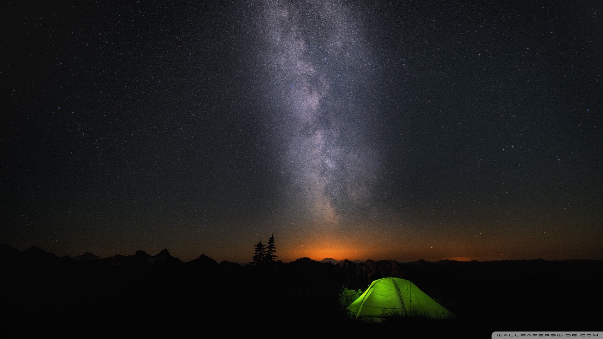 Via Lattea, Tenda, Campeggio, Notte, Full HD, immagine di sfondo Windows 10
