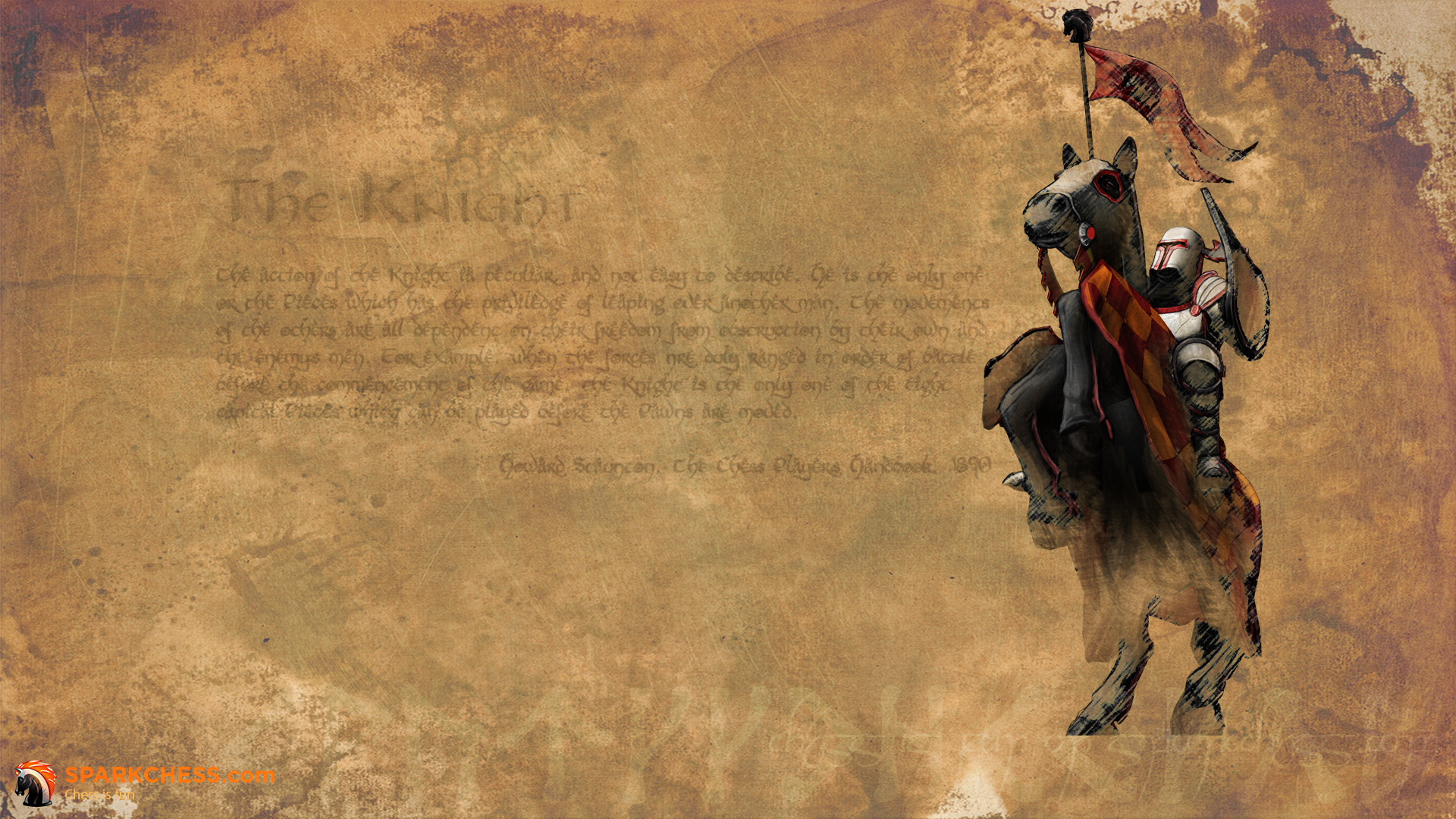 SparkChess, Cavallo, Cavaliere, Pergamena, Illustrazione, Full HD, sfondo desktop