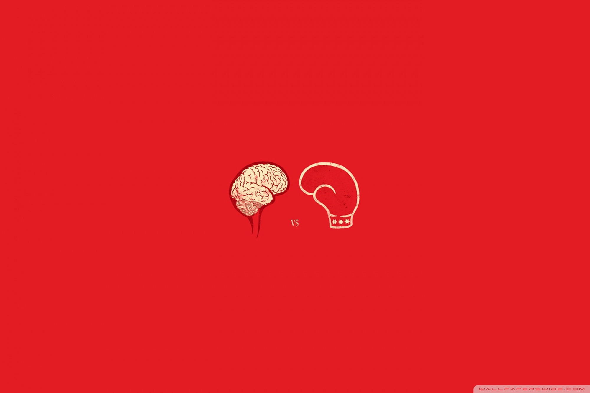 Cervello, Guantone da boxe, Minimalismo, Sfondo rosso, Full HD, wallpaper desktop