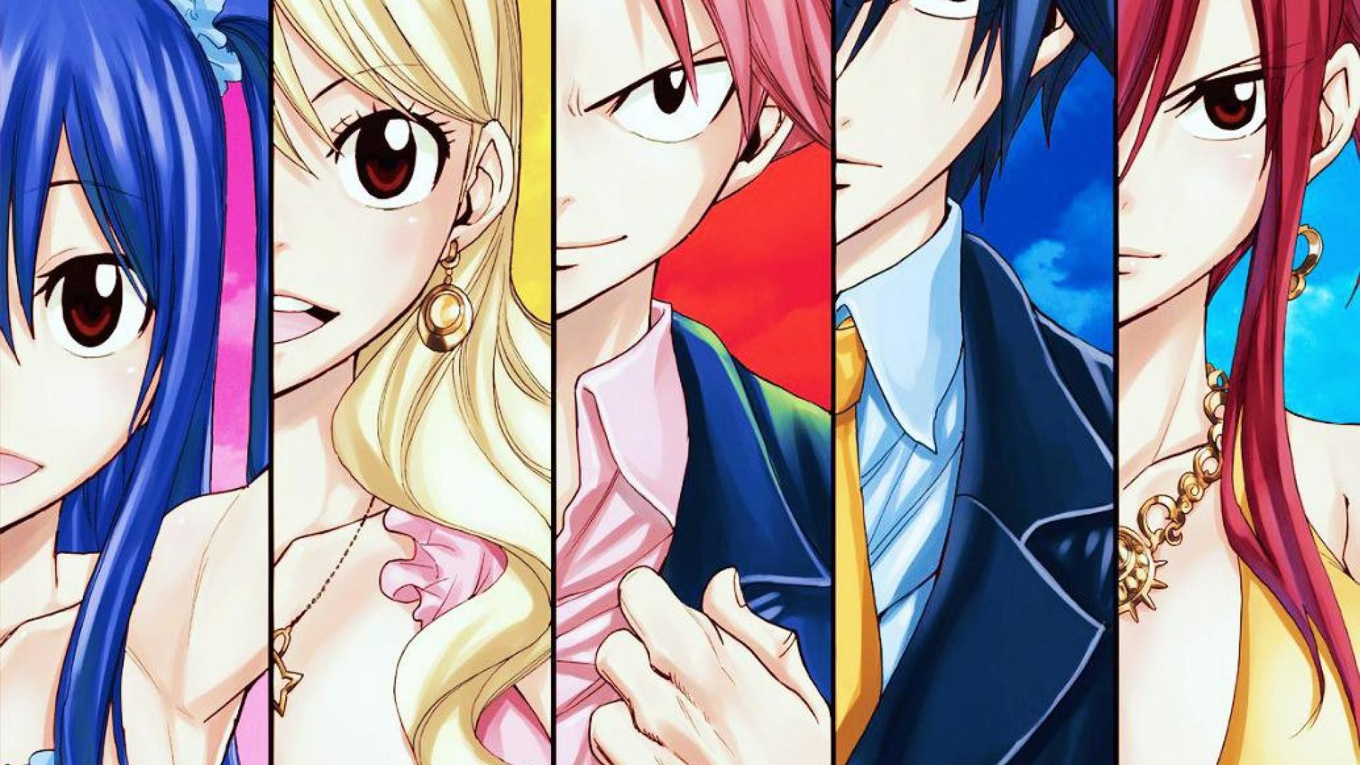 Wendy Marvell, Lucy Heartfilia, Natsu Dragneel, Gray Fullbuster, Erza Scarlet, Fairy Tail, sfondo desktop