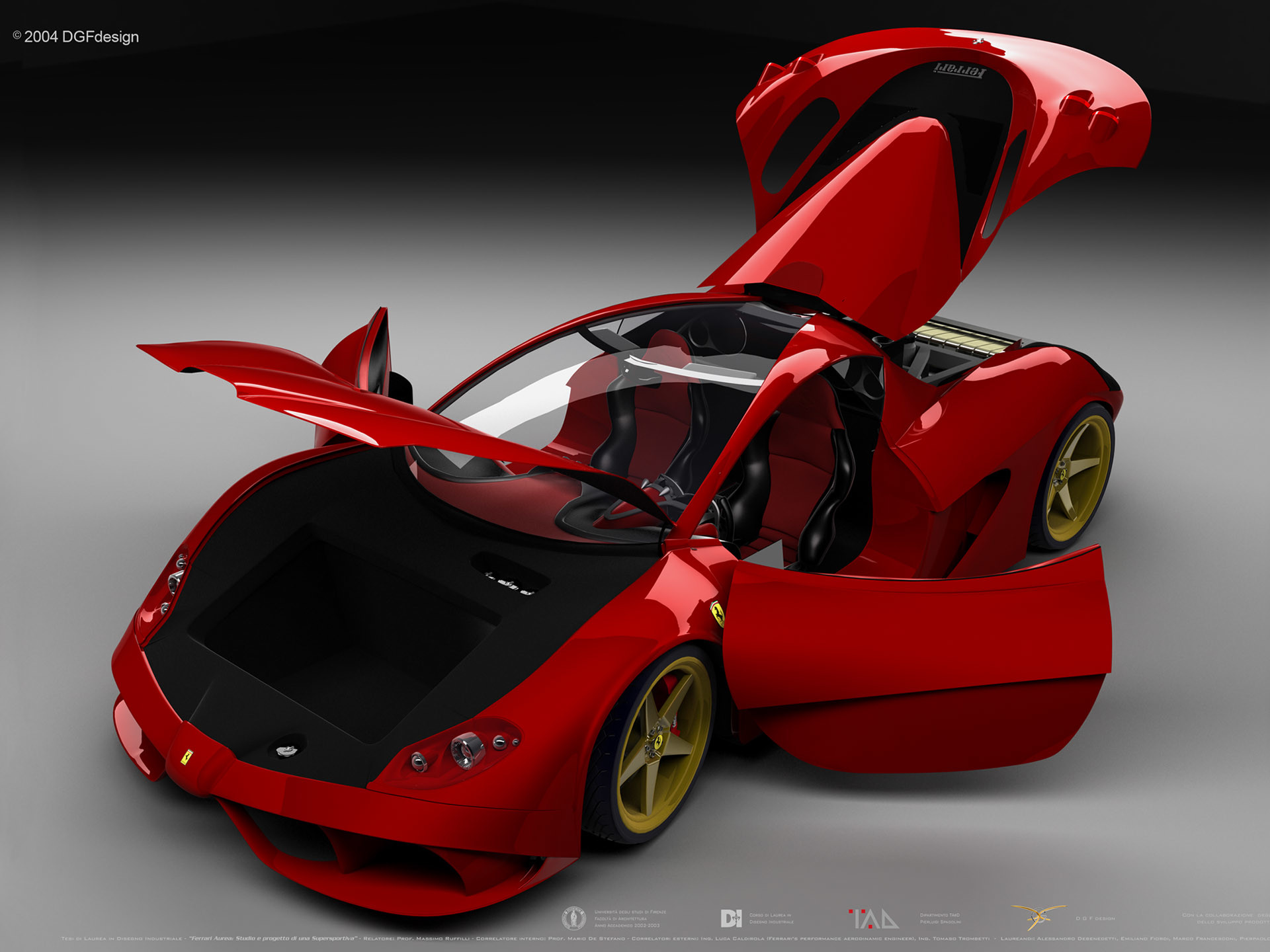 Ferrari, Rendering 3D, Portiere aperte, Rosso, Full HD, wallpaper per tablet