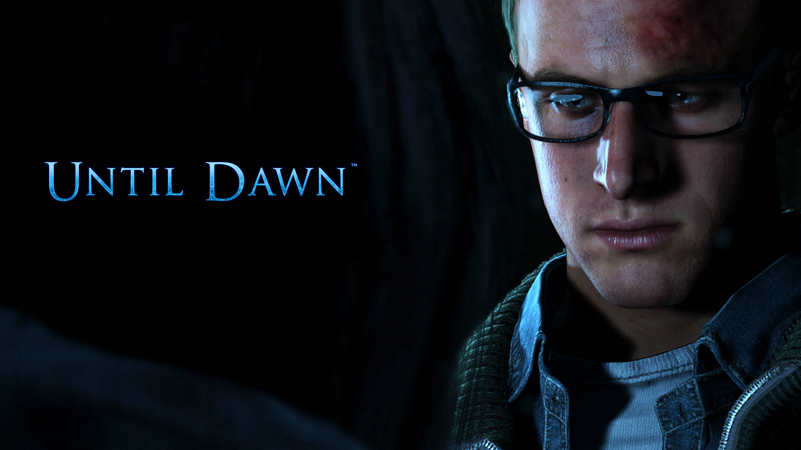 Until Dawn, Chris, Logo, Occhiali, Buio, 2K, sfondo per PC