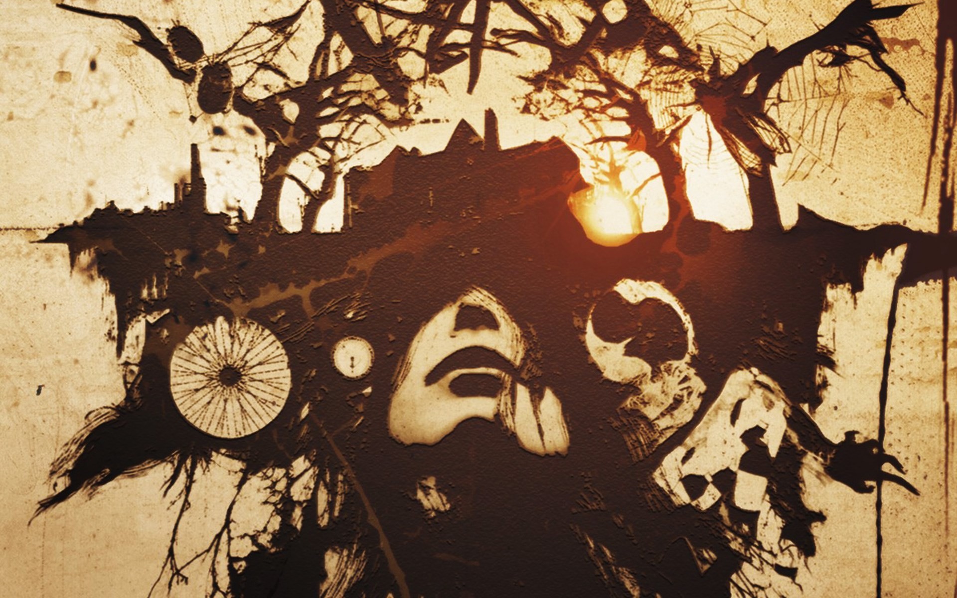 Resident Evil 7: Biohazard, Logo, Volto, Inchiostro, Seppia, 1920x1200, wallpaper desktop