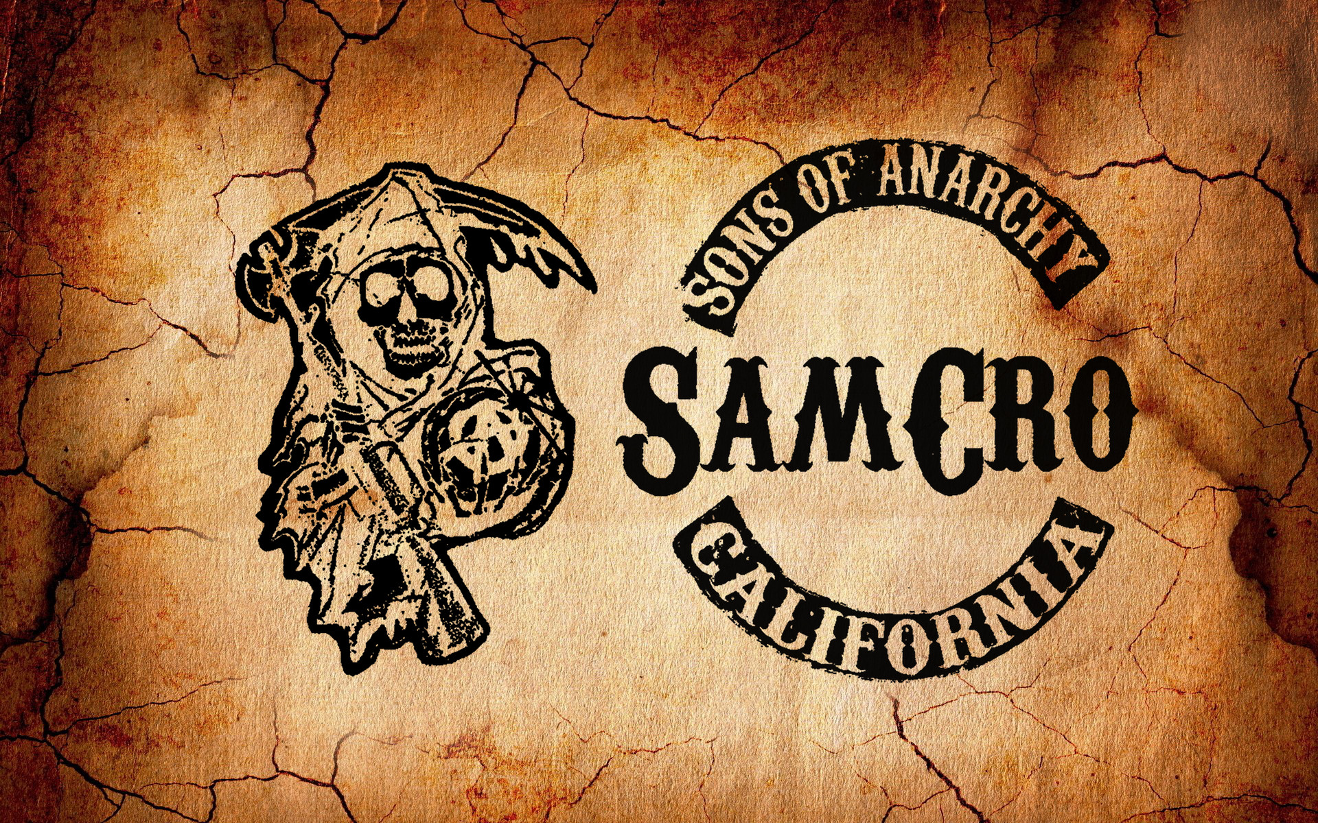 Sons of Anarchy, SAMCRO, California, Logo Reaper, Pergamena, 1920x1200, sfondo per PC