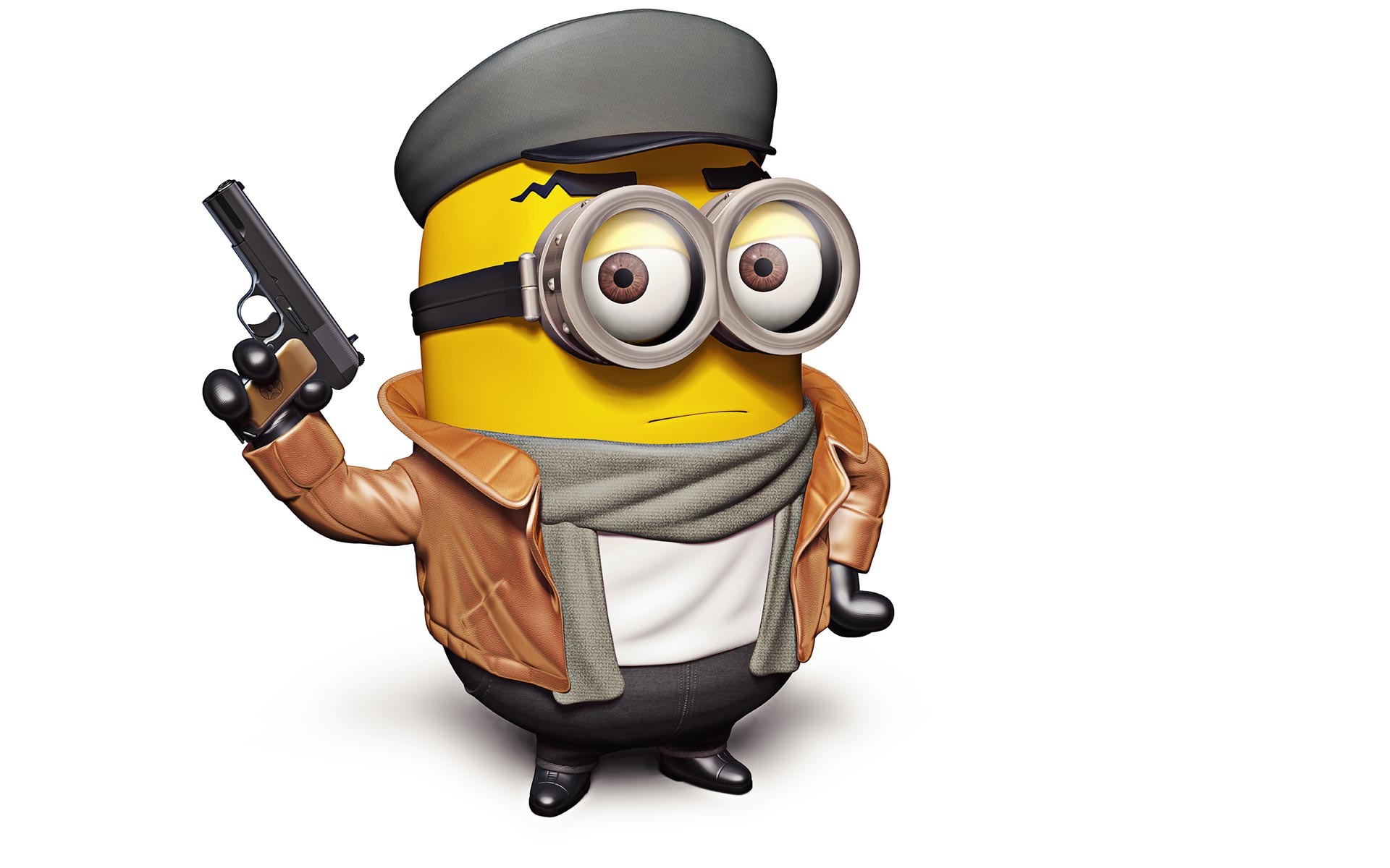 Minions, Pistola, Giacca di pelle, 16:10 Full HD, sfondo widescreen