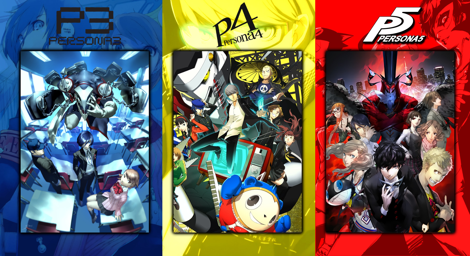 Persona 3, Persona 4, Persona 5, Copertine, Full HD, sfondo per portatile