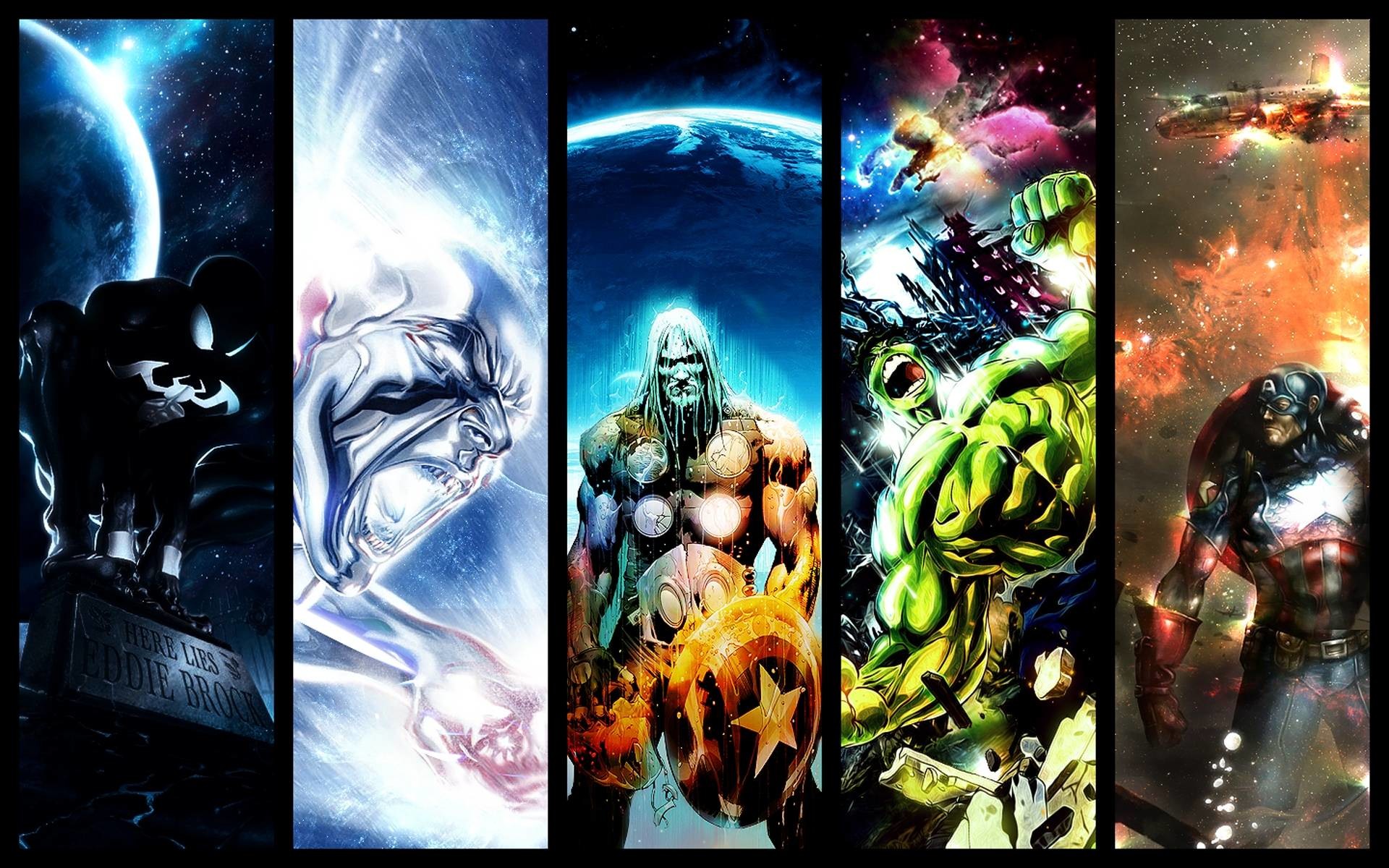 Silver Surfer, Hulk, Thor, Marvel Comics, Pannelli, Full HD, sfondo desktop
