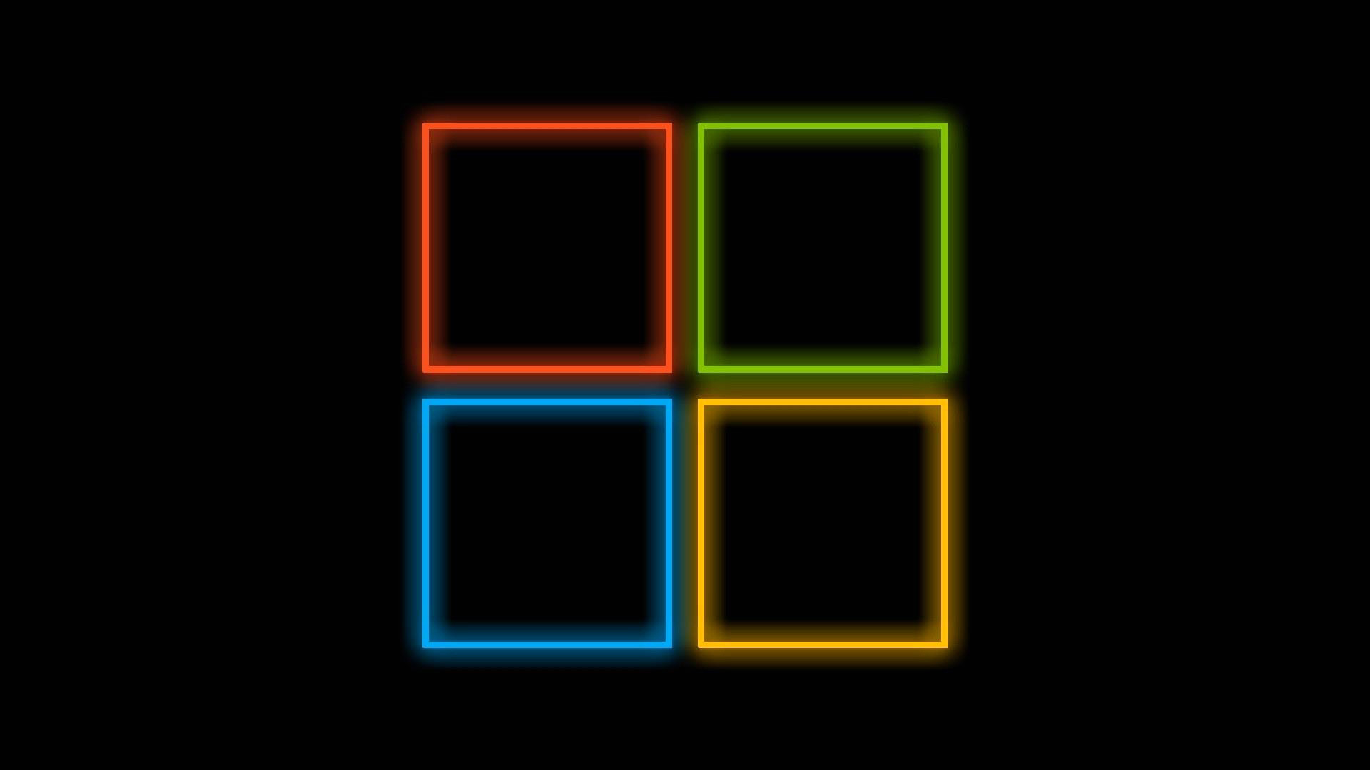 Logo Windows, Neon, Sfondo nero, Minimalista, Full HD, wallpaper per PC