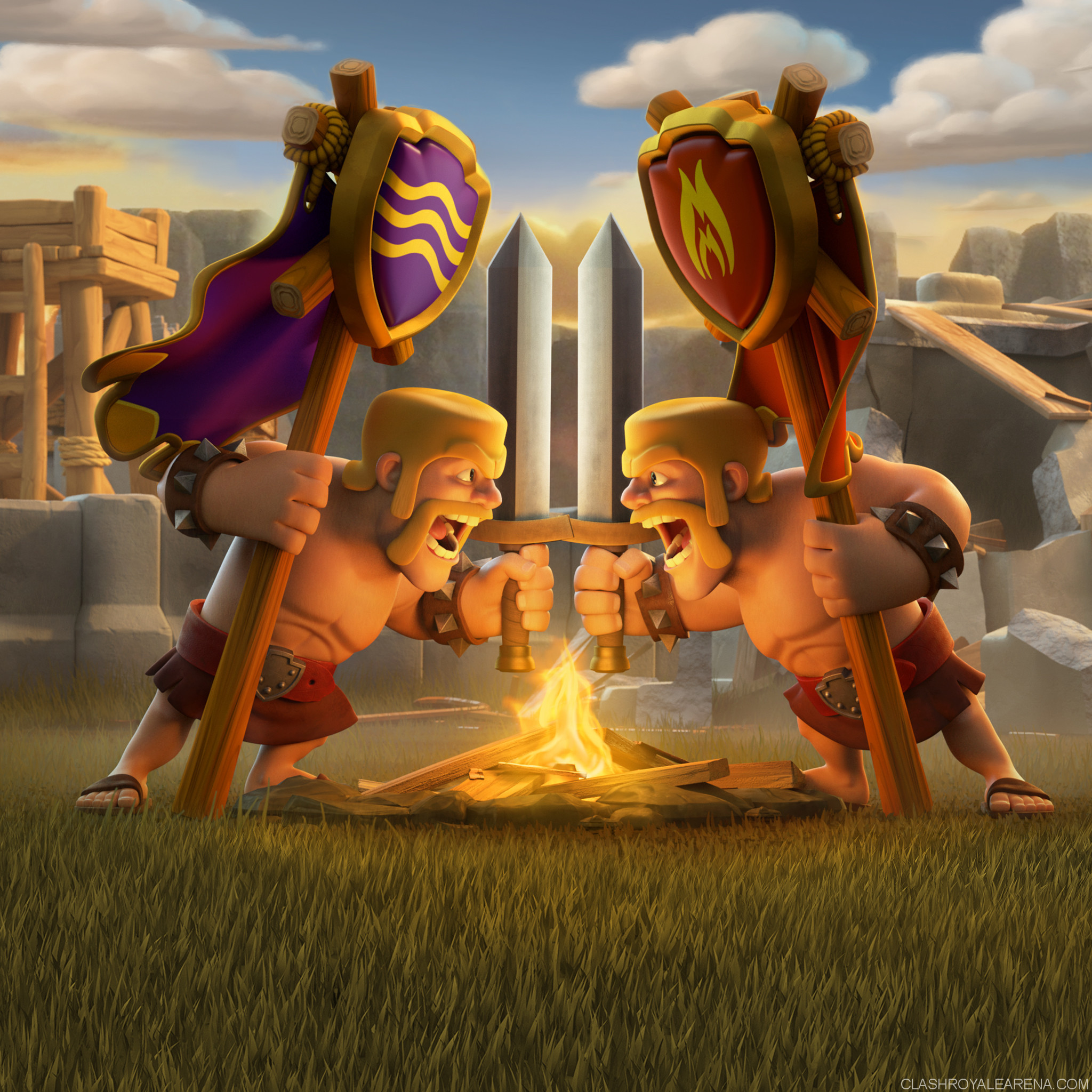 Clash Royale, Barbari, Stendardi, Fuoco, Full HD, schermata di blocco iPad
