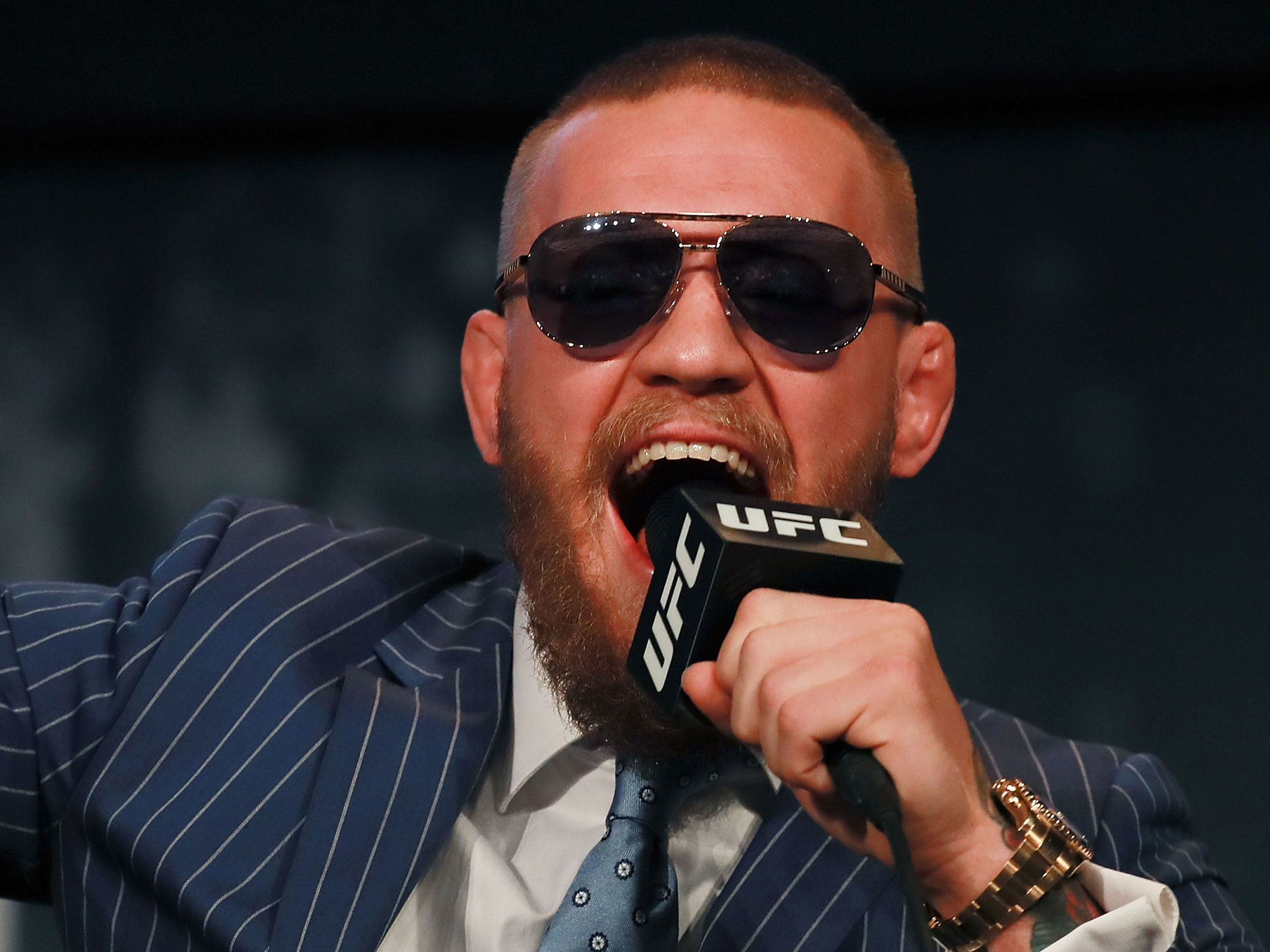 Conor McGregor, Occhiali da sole, Microfono, Conferenza stampa, Full HD, sfondo per iPad e tablet